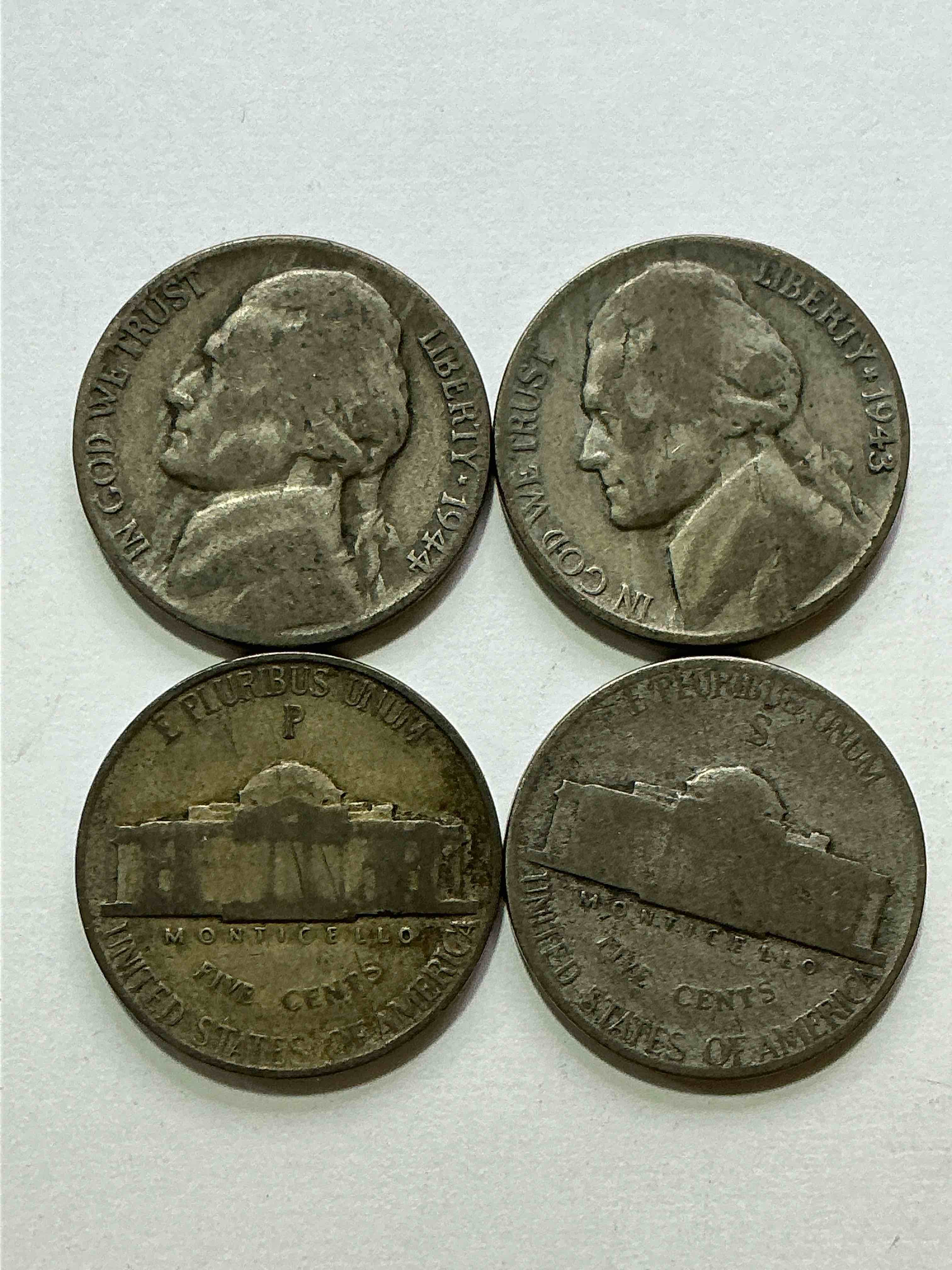 Condition photo showing Good Condition for World War II Silver! Did You Know That Nickels Were Actually Made Of Silver During World War II In 1942- 1945! This Is Because America Needed Nickel To Make Ammunition, So The U.S. Treasury Made Nickels Out Of Partial Silver Instead Of Nickel For These Three Years Only! Own Great Pieces Of Rare World War II Silver. All Silver Nickels Dated… Some At The Height Of The War! Each Nickel Was Minted At 35% Silver, 56% Copper & 9% Manganese. Own Rare Pieces Of Valuable World War II Precious Metal History! Hard To Find!