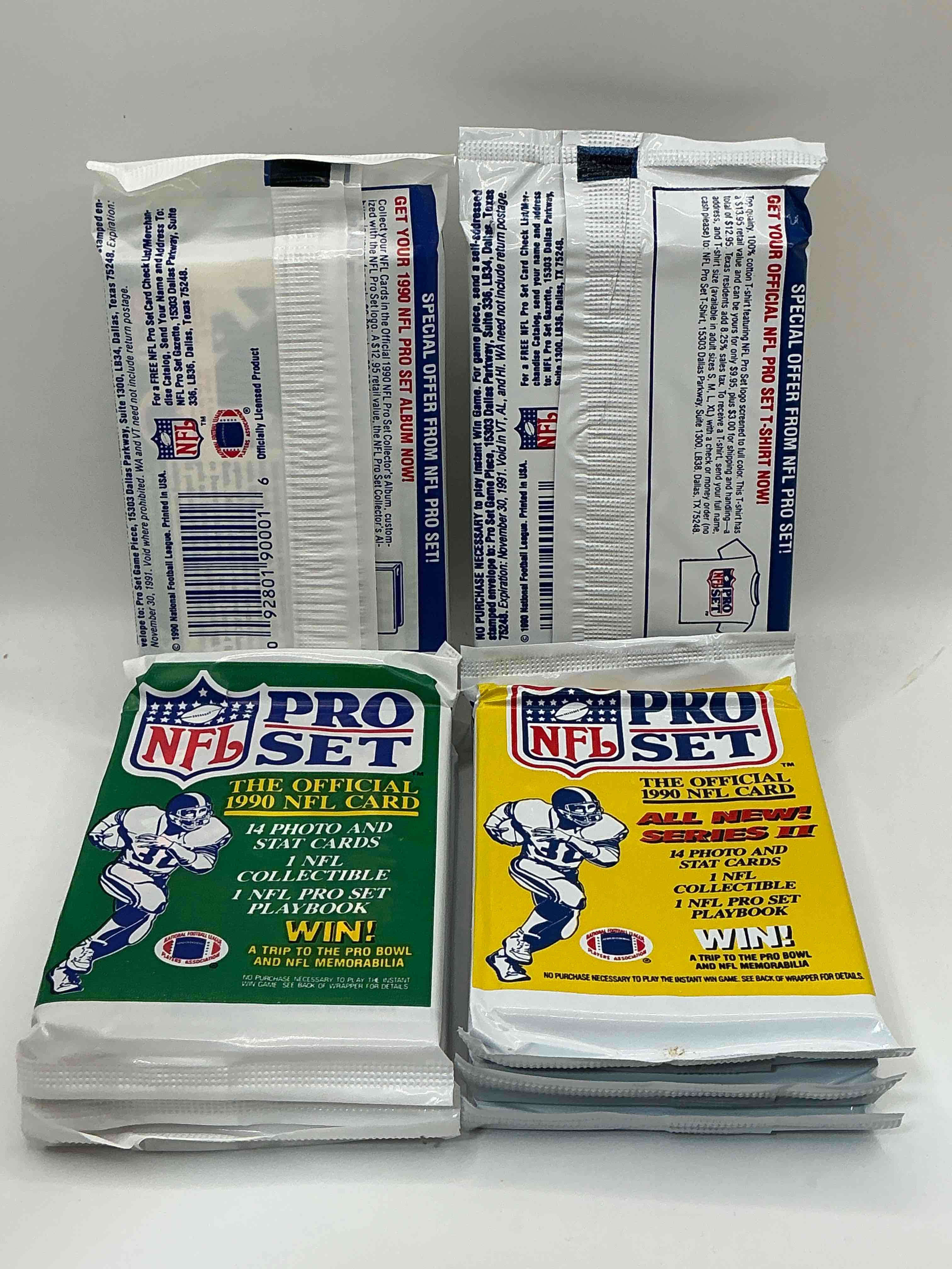 Condition photo showing New/Like New for Wow! 1990 Pro Set Football Sealed Card Packs, Series I & II, Direct From Original Retail Case!Highly Sought After By Collectors As This Year Is Loaded With High Profile Cards!Search For Cards From Barry Sanders, Deion Sanders, Troy Aikman, Michael Irvin & Much More! Getting Hard To Find!