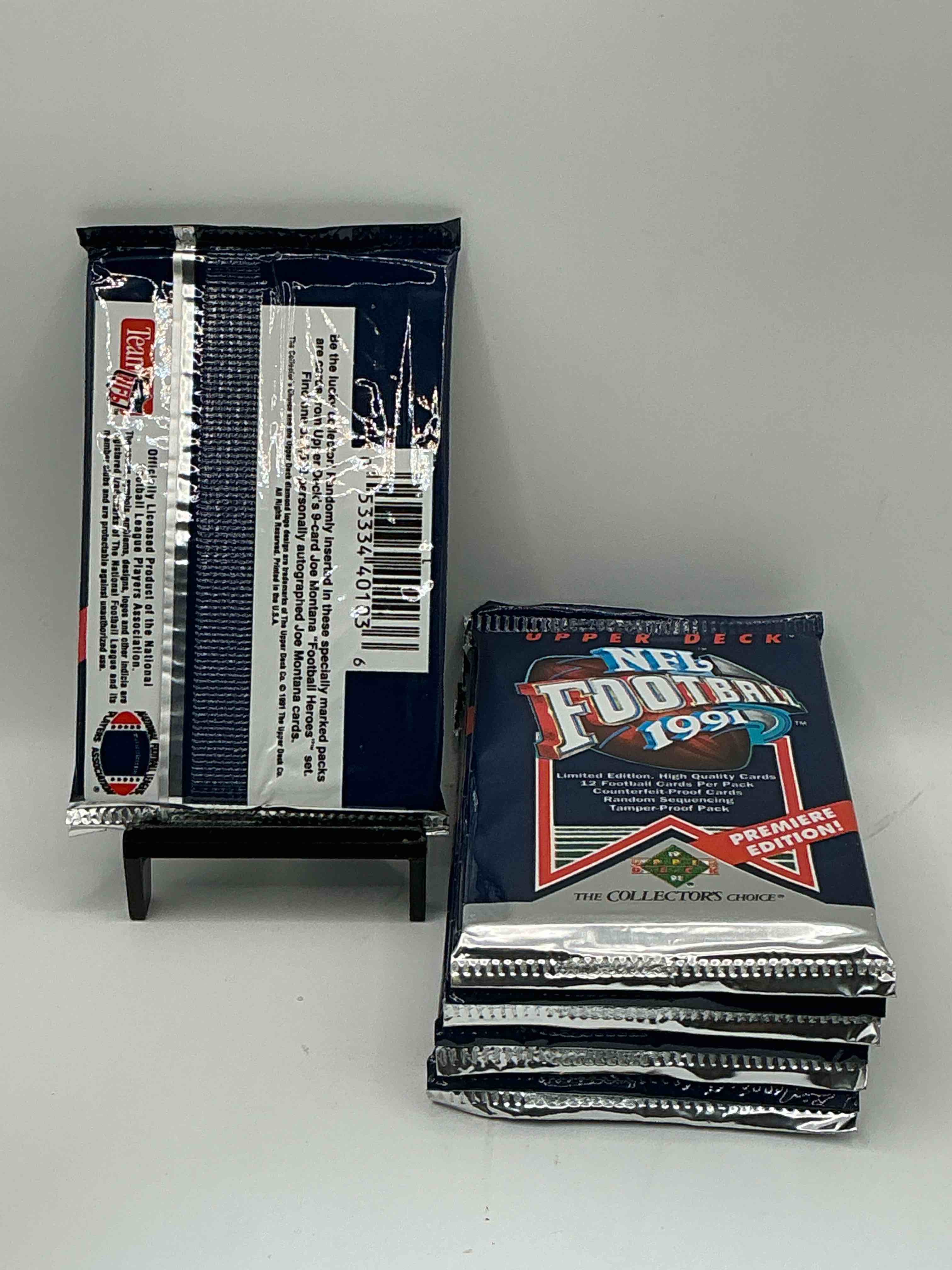 Condition photo showing New/Like New for Rare & Vintage! 1991 Upper Deck Premier Edition Unopened NFL Football Packs! Direct From Original Box! Brett Favre Rookie Year! Search For Brett Favre Rookie & Other 80s Stars!