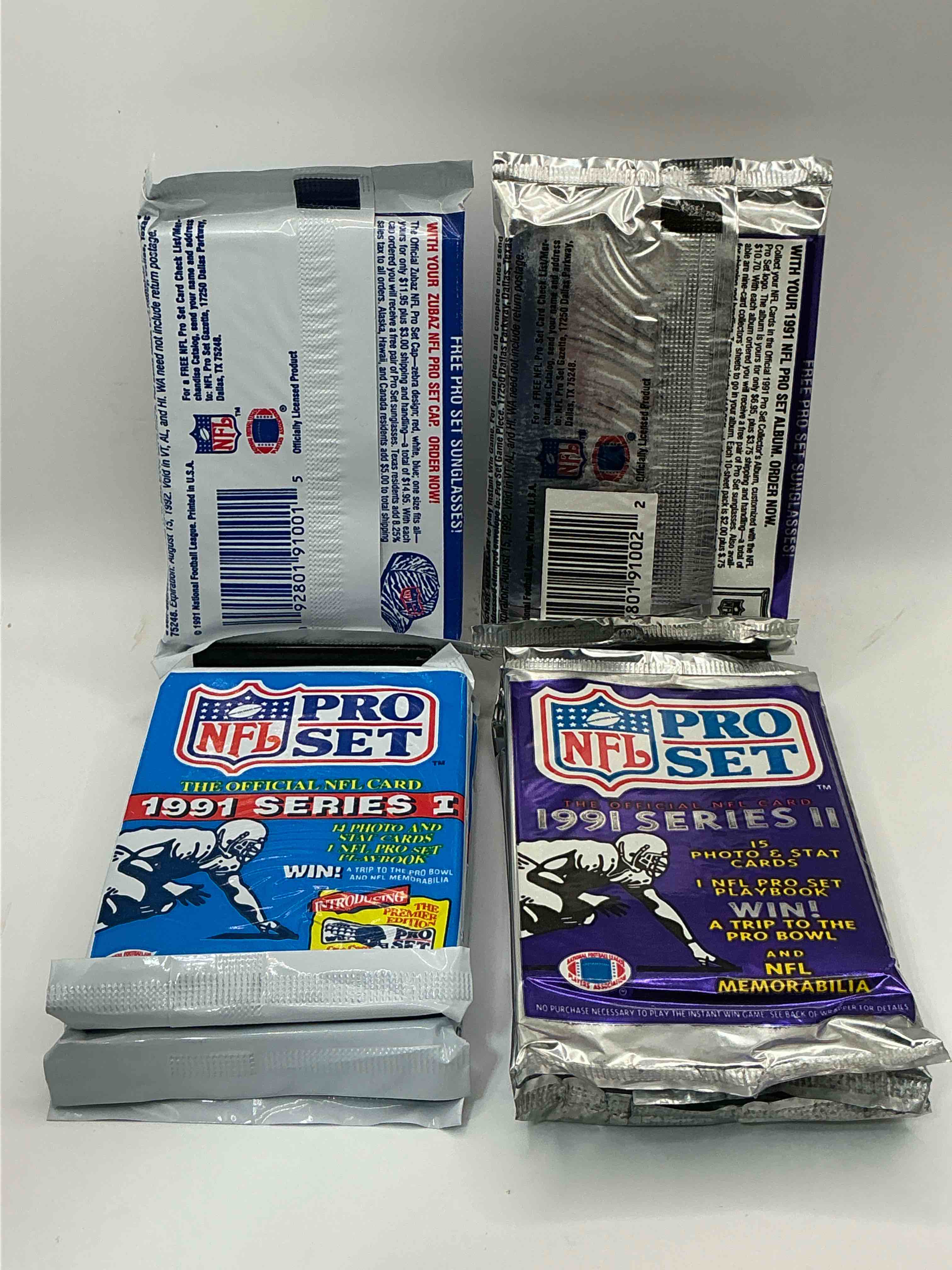 Condition photo showing New/Like New for Wow! 1991 Pro Set Football Sealed Card Packs Series I & II, Direct From Original Retail Case!Highly Sought After By Collectors As This Year Is Loaded With High Profile Cards!Search For Cards From Barry Sanders, Deion Sanders, Troy Aikman, Michael Irvin & Much More! Getting Hard To Find!