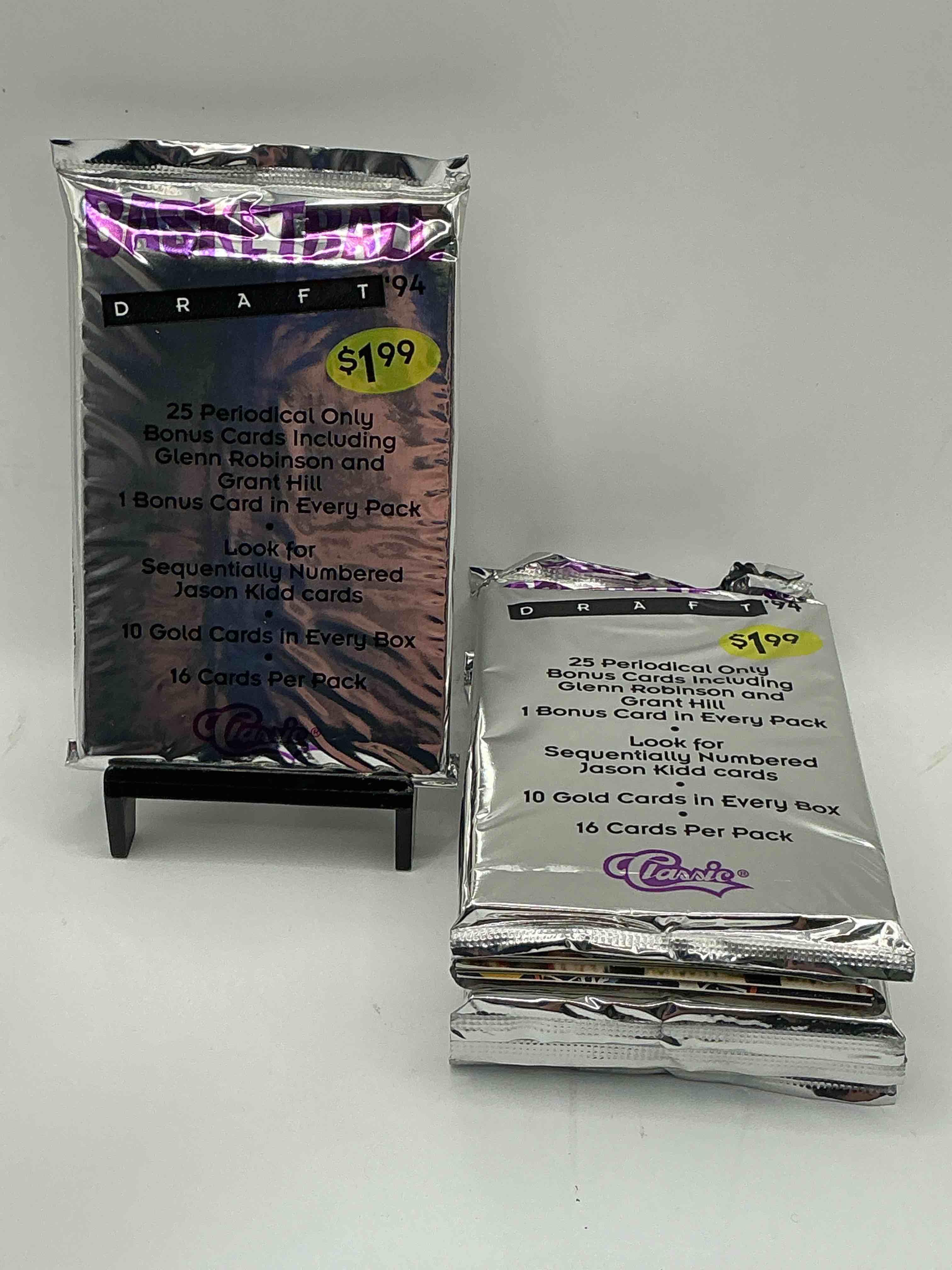 1994 Classic Draft Picks Unopened Basketball Packs! Search For Jason Kidd & Grant Hill Rookies, Along With Other Big Names From The Year! Look For Exclusive Illustrated Cards & Numbered Cards Too!