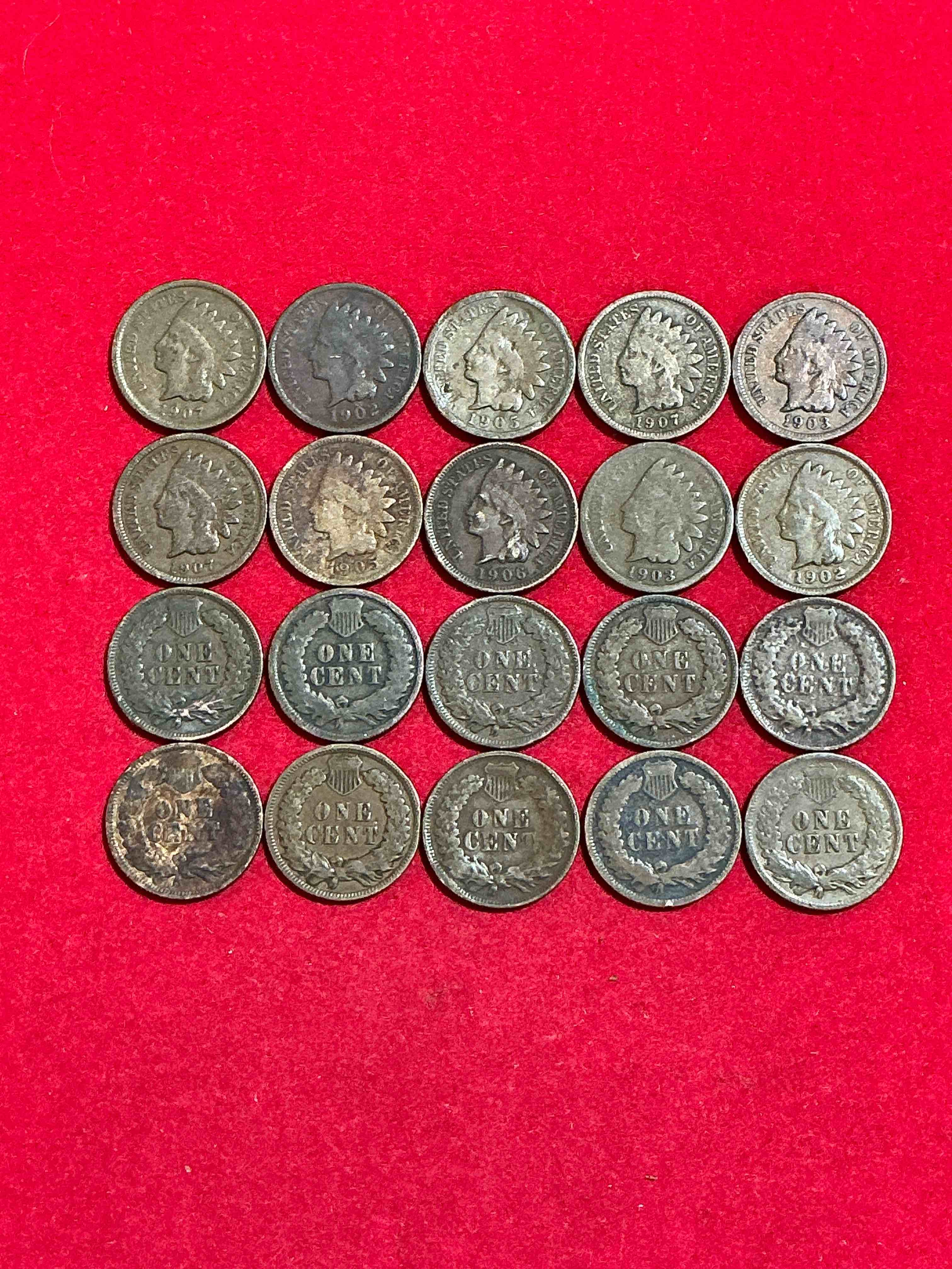 Condition photo showing Good Condition for Indian Head Pennies! These Gorgeous U.S. Pennies Were Minted From 1859-1909 & Have Become Serious Collector Items! The "Indian Head" Design Is Actually A Representation Of Lady Liberty Wearing An Indian Headdress. Here Are Beautiful, Well-Kept Examples Representing Many Different Mint Years! Great For Collecting, Investing & Learning History, & Rare With Visible Dates!