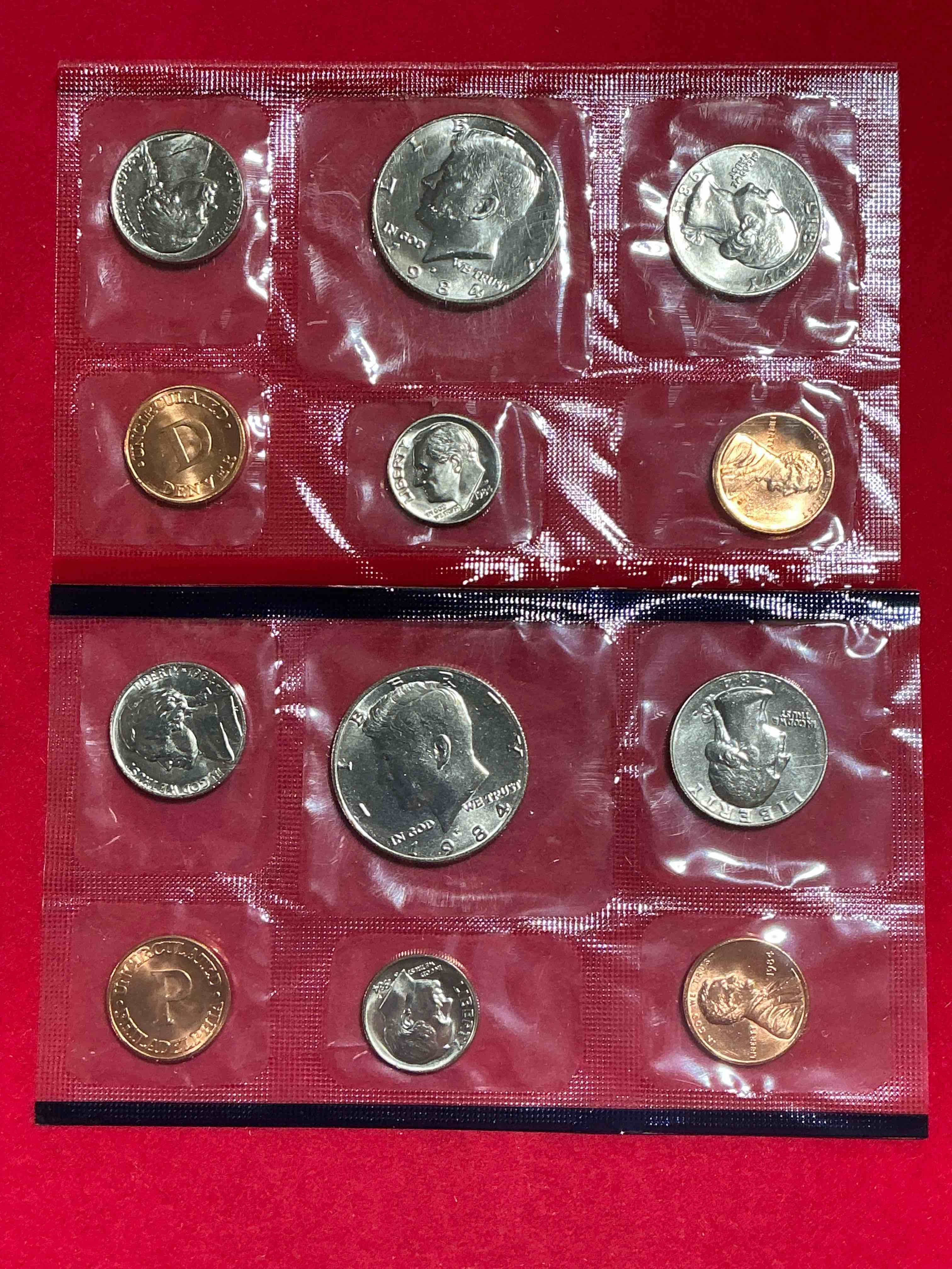 1984 uncirculated u.s. mint coins! these gorgeous coins from the mint set features each u.s. coins minted in 1984 in uncirculated condition, from each mint mark, philly & denver! own an awesome investment & incredible piece of u.s. history!