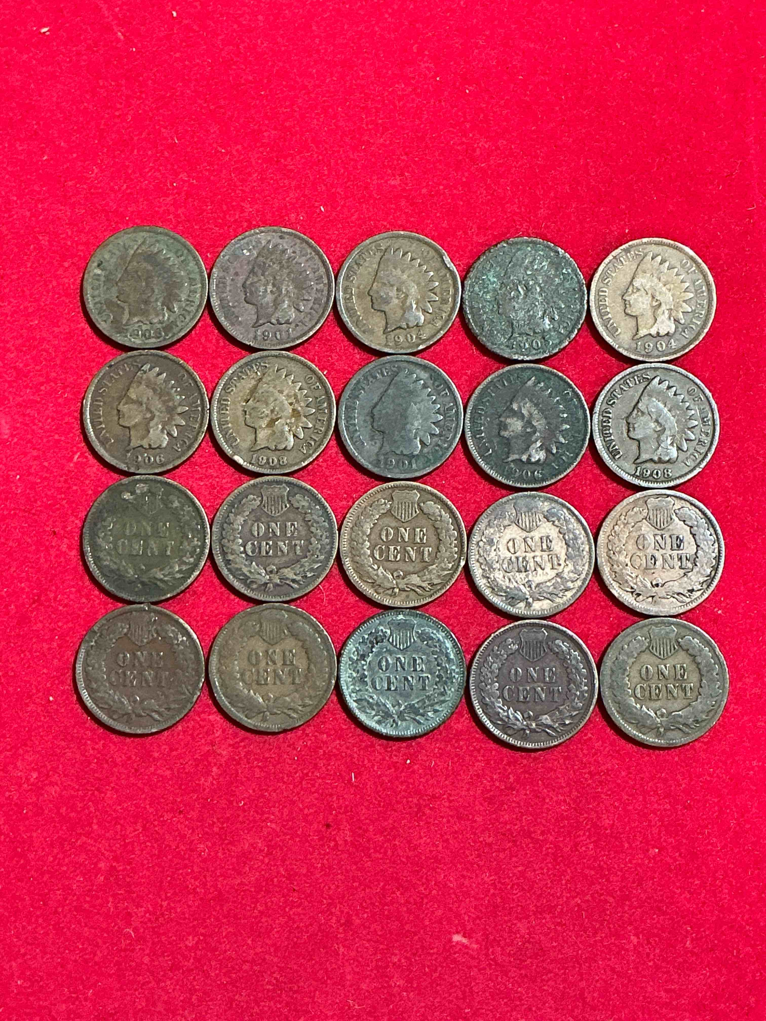 Indian Head Pennies! These Gorgeous U.S. Pennies Were Minted From 1859-1909 & Have Become Serious Collector Items! The "Indian Head" Design Is Actually A Representation Of Lady Liberty Wearing An Indian Headdress. Here Are Beautiful, Well-Kept Examples Representing Many Different Mint Years! Great For Collecting, Investing & Learning History, & Rare With Visible Dates!