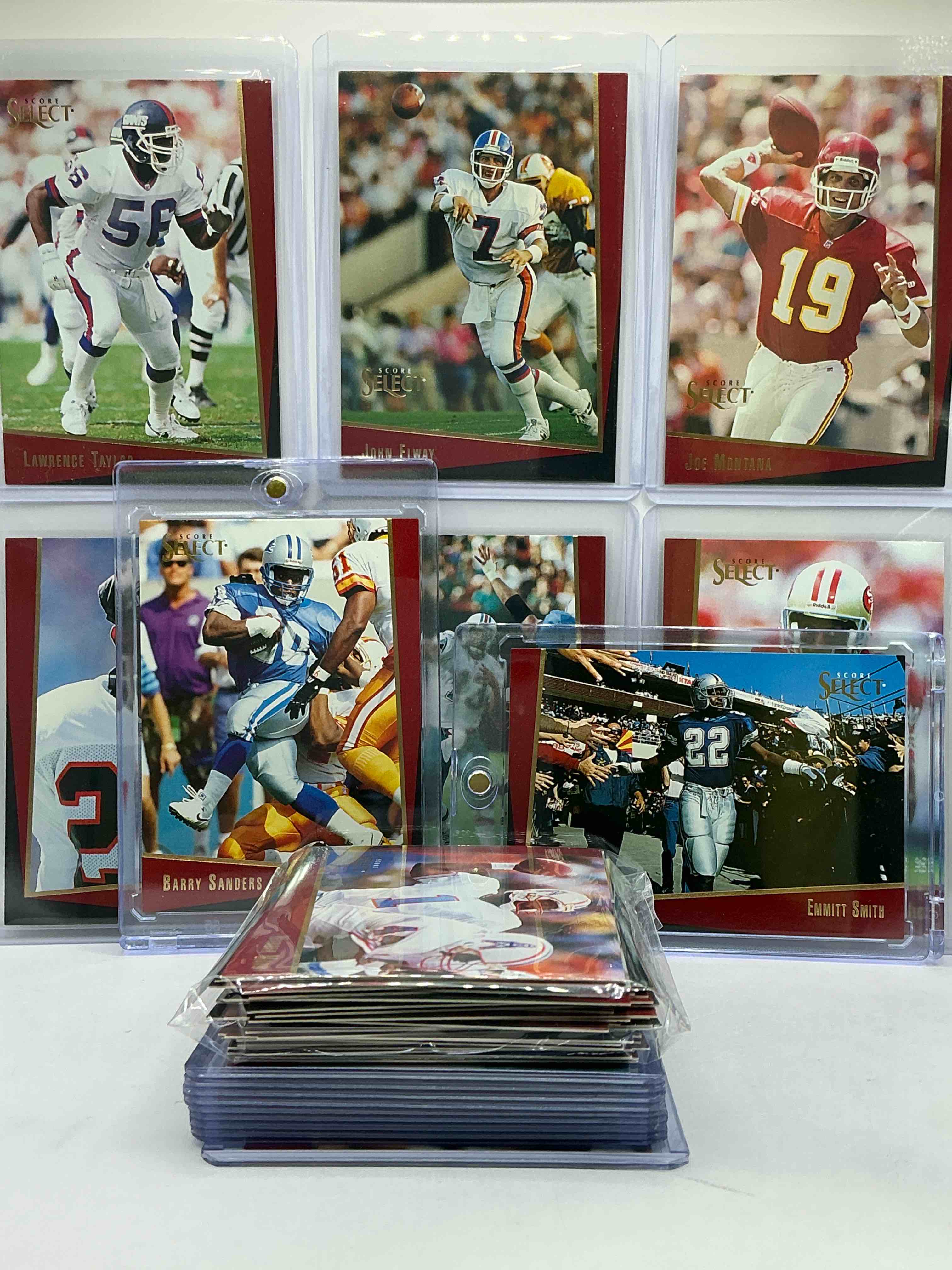 1993 score select football! emmitt smith, barry sanders, deion sanders, jerry rice, dan marino & much more! 50 card lot, includes commons & legends! select insanity, includes 80’s & 90’s football legends!