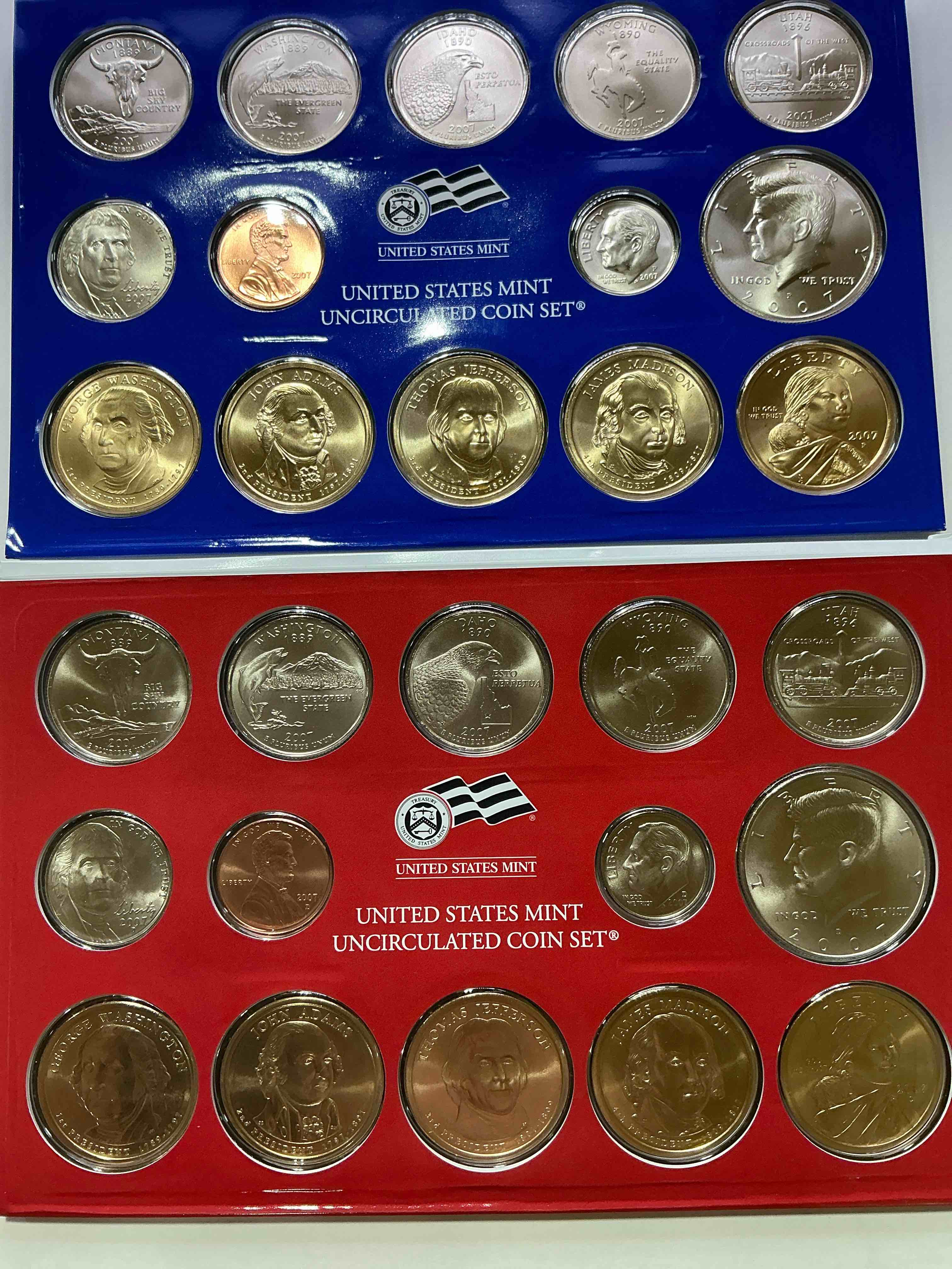 2007 mint coins! uncirculated 28 coins, including sacagawea dollar coins, half dollars, state quarters, dimes, nickels & pennies! insane mint coins!