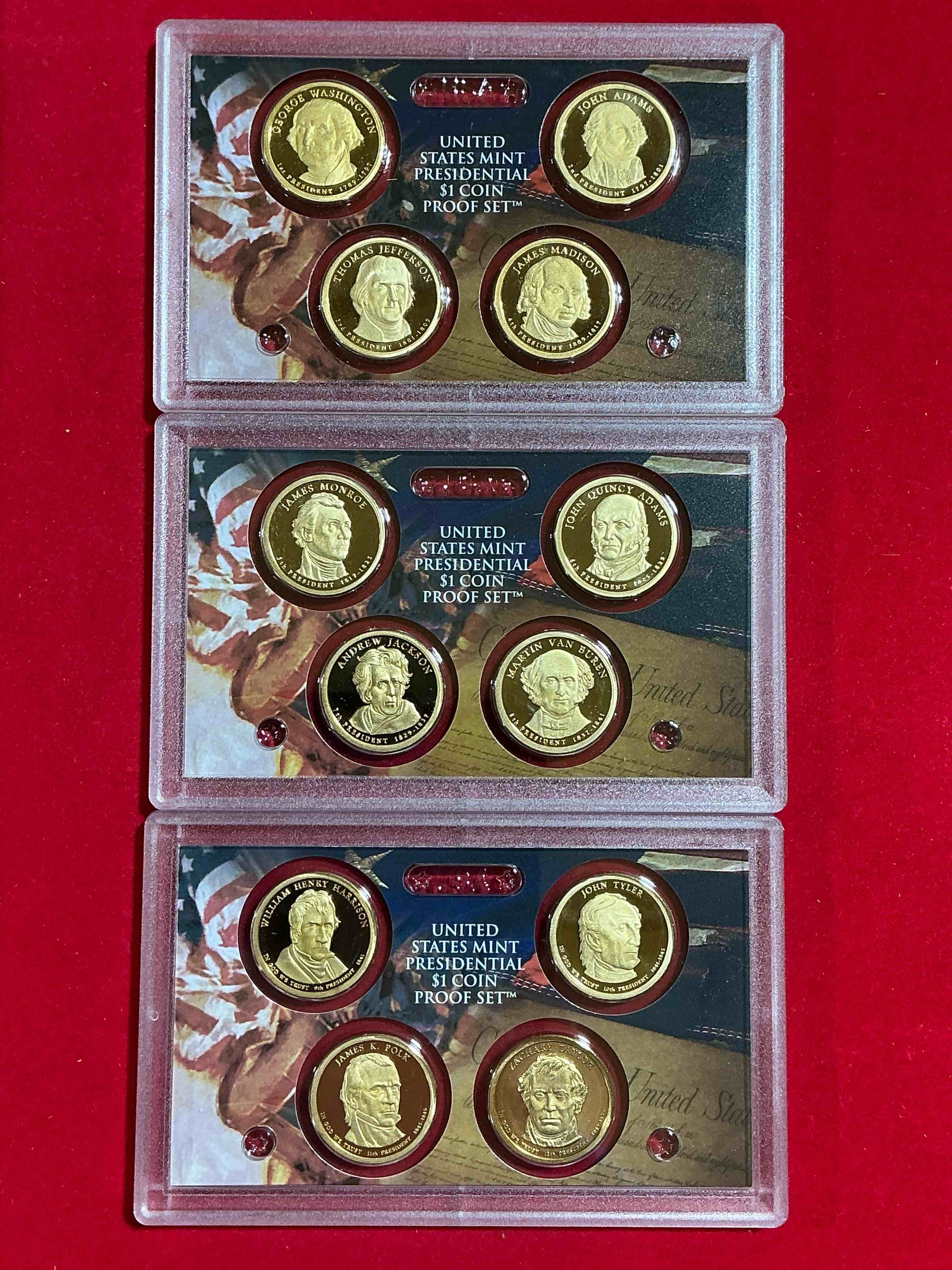 2007-09 presidential mint sets! four coins each set, encased in plastic… ultra rare! these coin sets are rare & hard to find, perfect to add to any collection!