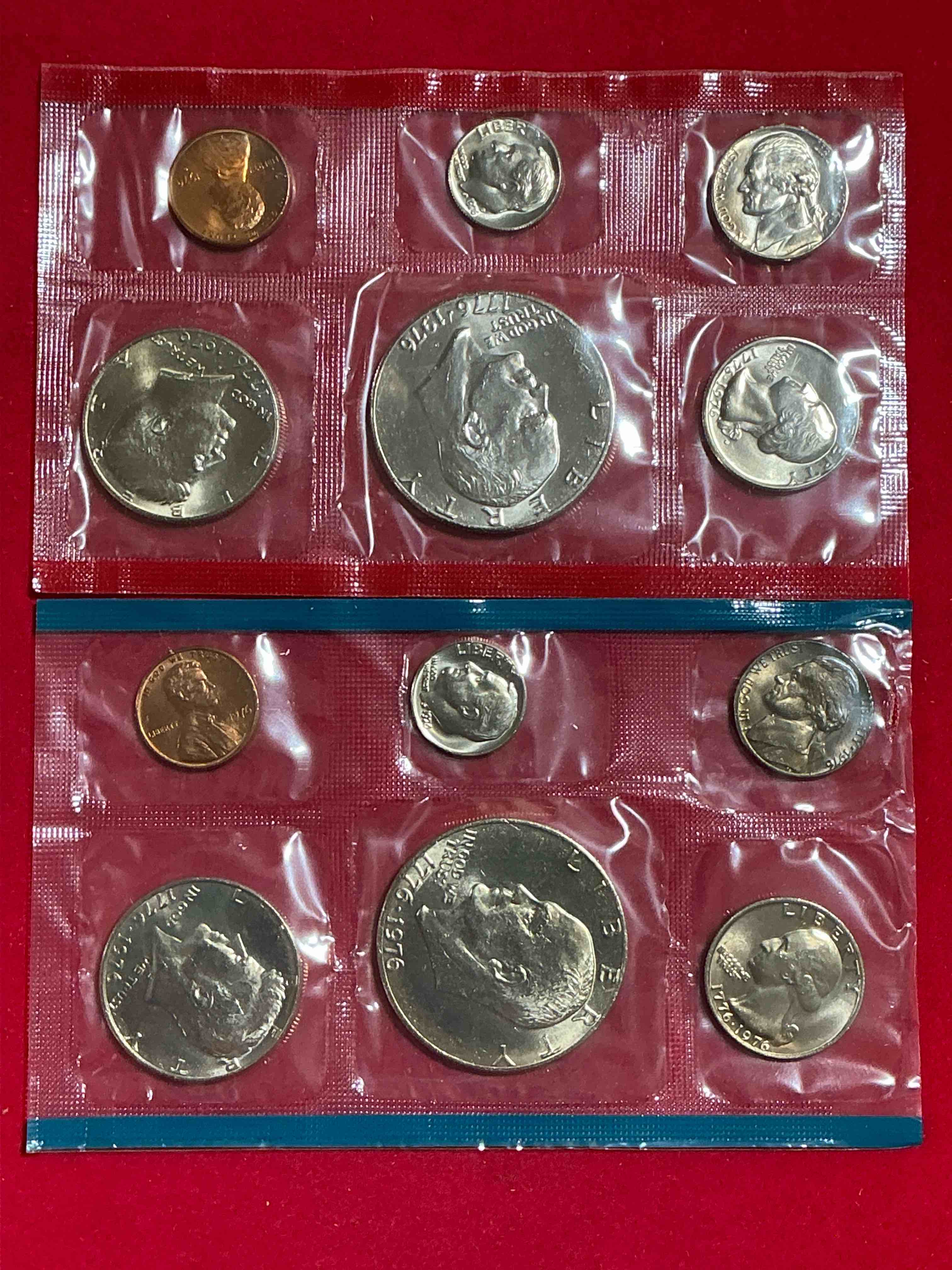 1976 bicentennial mint coins! these highly collectible mint coins includes 12 coins, 6 minted from each mint location (philly & denver) that year. coins are 1976 special bicentennial edition, to include rare bicentennial "ike" dollar!