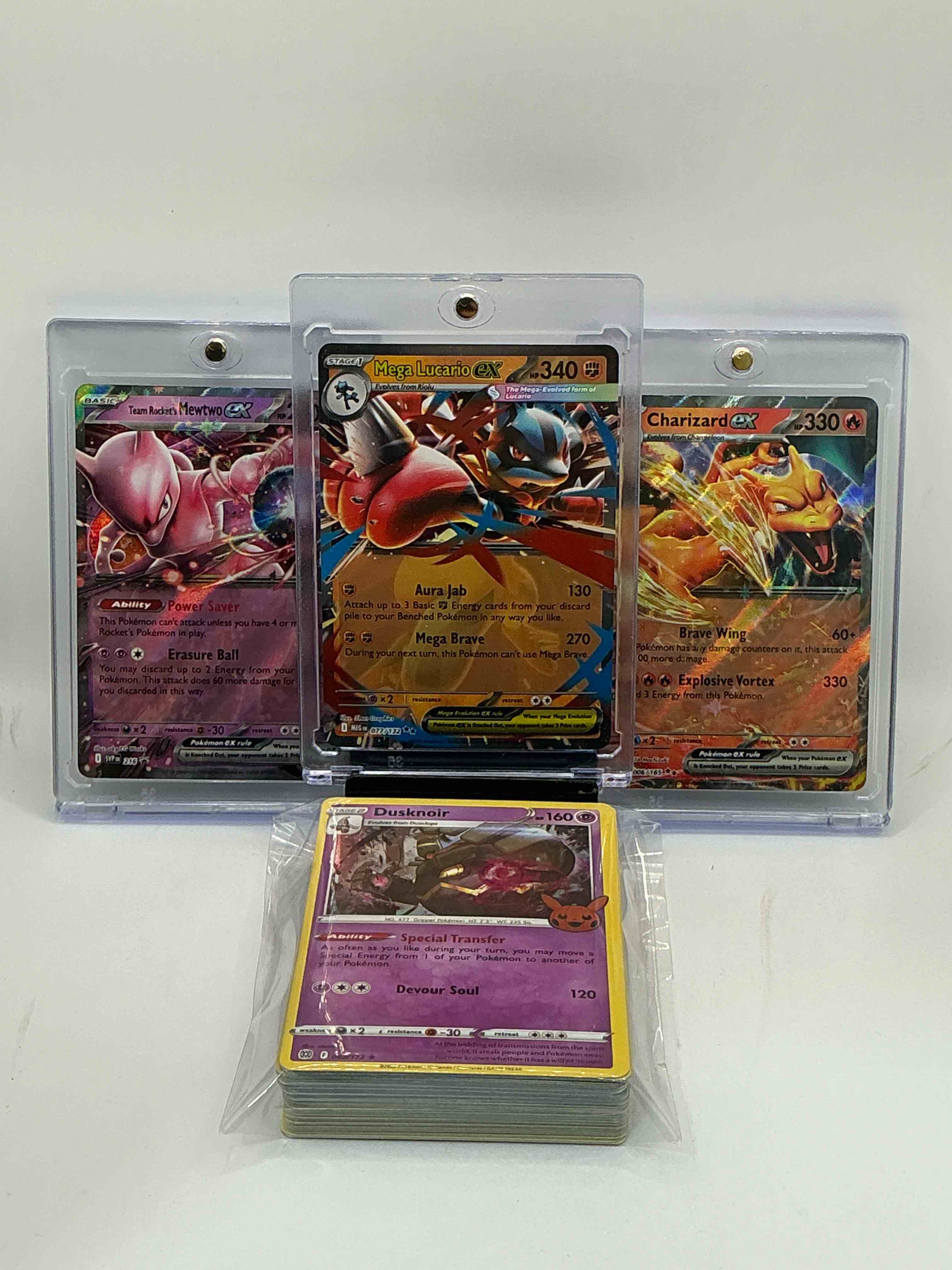 pokémon palooza! mega lucario ex! charizard ex! team rocket’s mewtwo ex! along with 50 other pokémon heroes, holos, legends & commons!