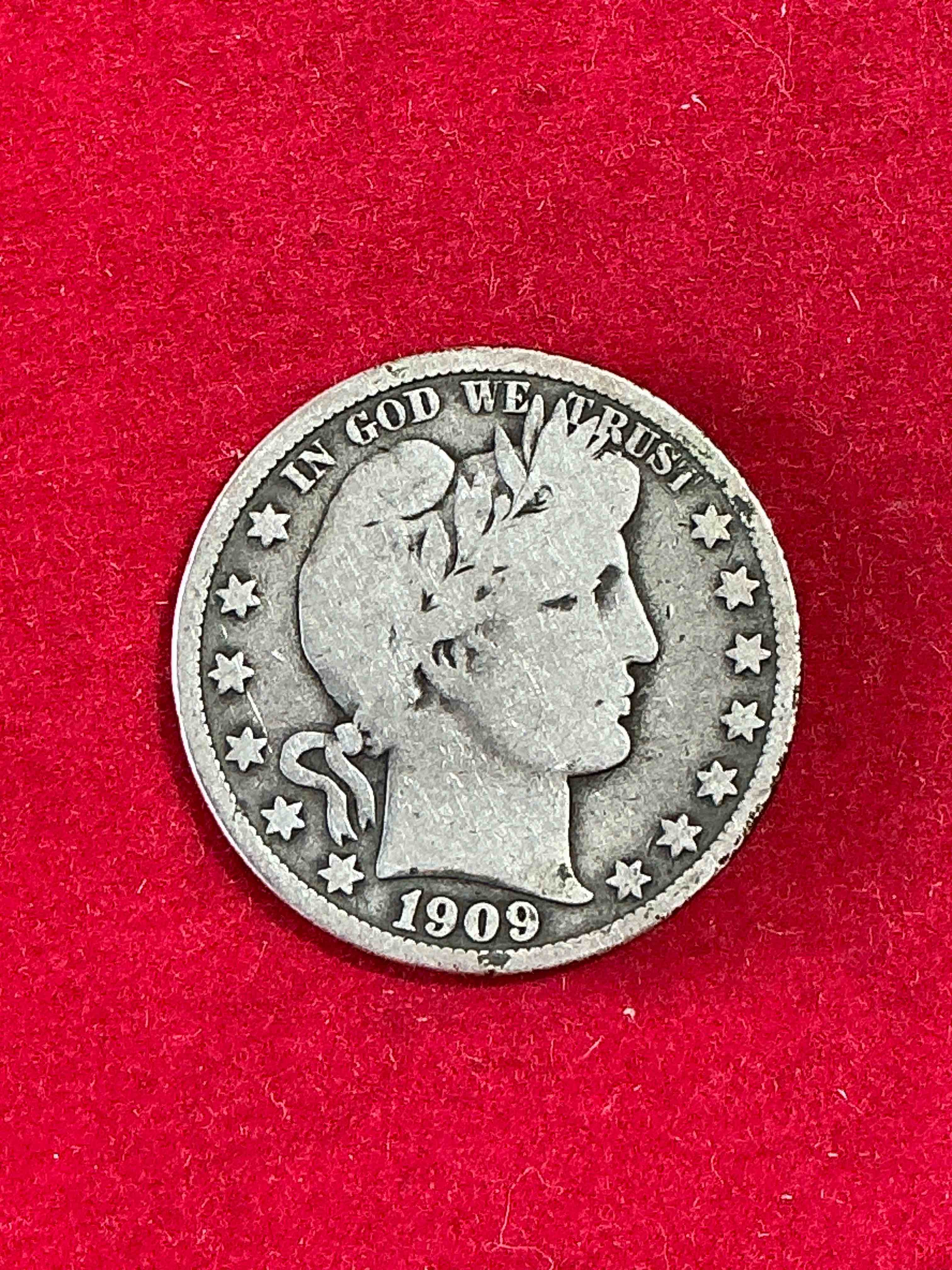 rare us fine silver! barber half dollar, 90% silver! 1909 edition! nearly impossible to collect! rare & very coveted by collectors! own a piece of history great for coin collectors, think of the history these coins have seen! rare 90% silver barber half dollar!
