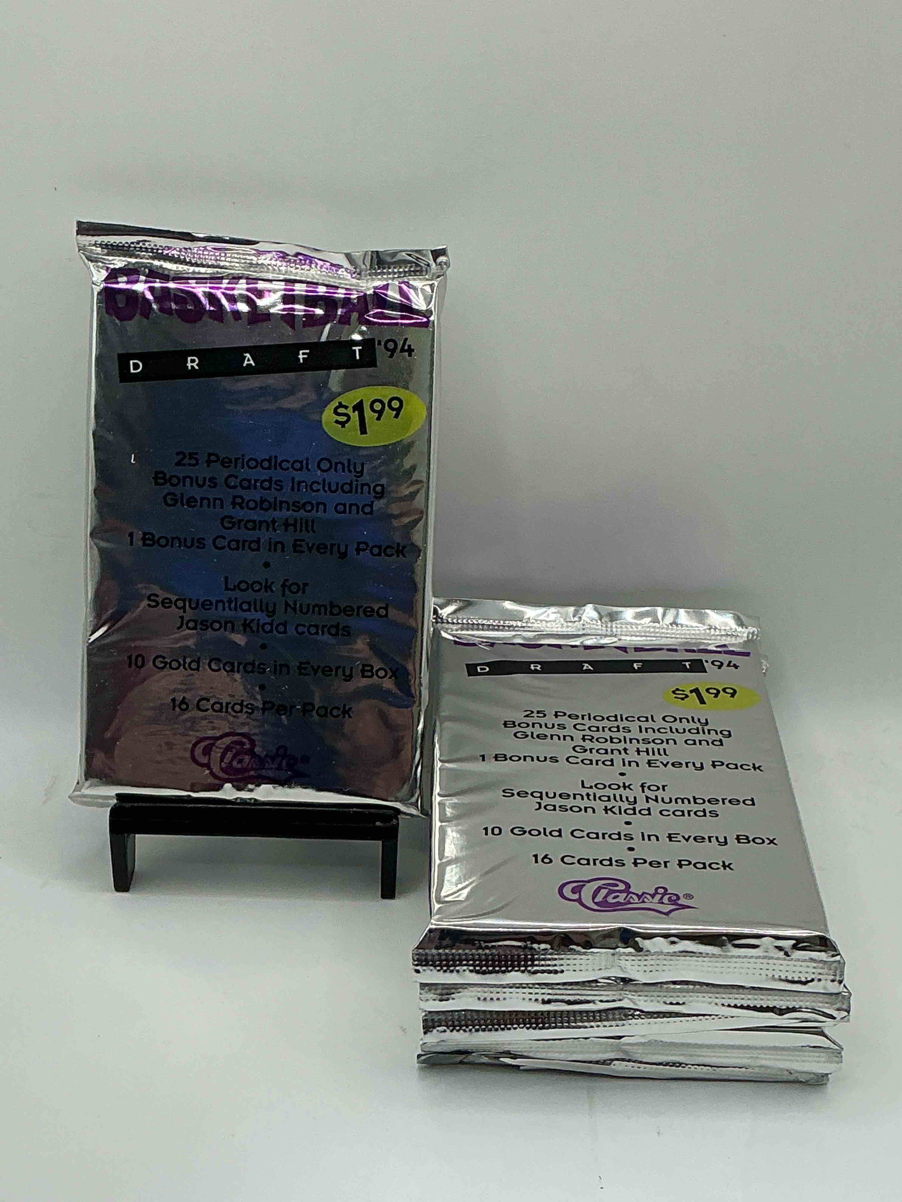 1994 Classic Draft Picks Unopened Basketball Packs! Search For Jason Kidd & lGrant Hill Rookies, Along With Other Big Names From The Year! Look For Exclusive Illustrated Cards & Numbered Cards Too!