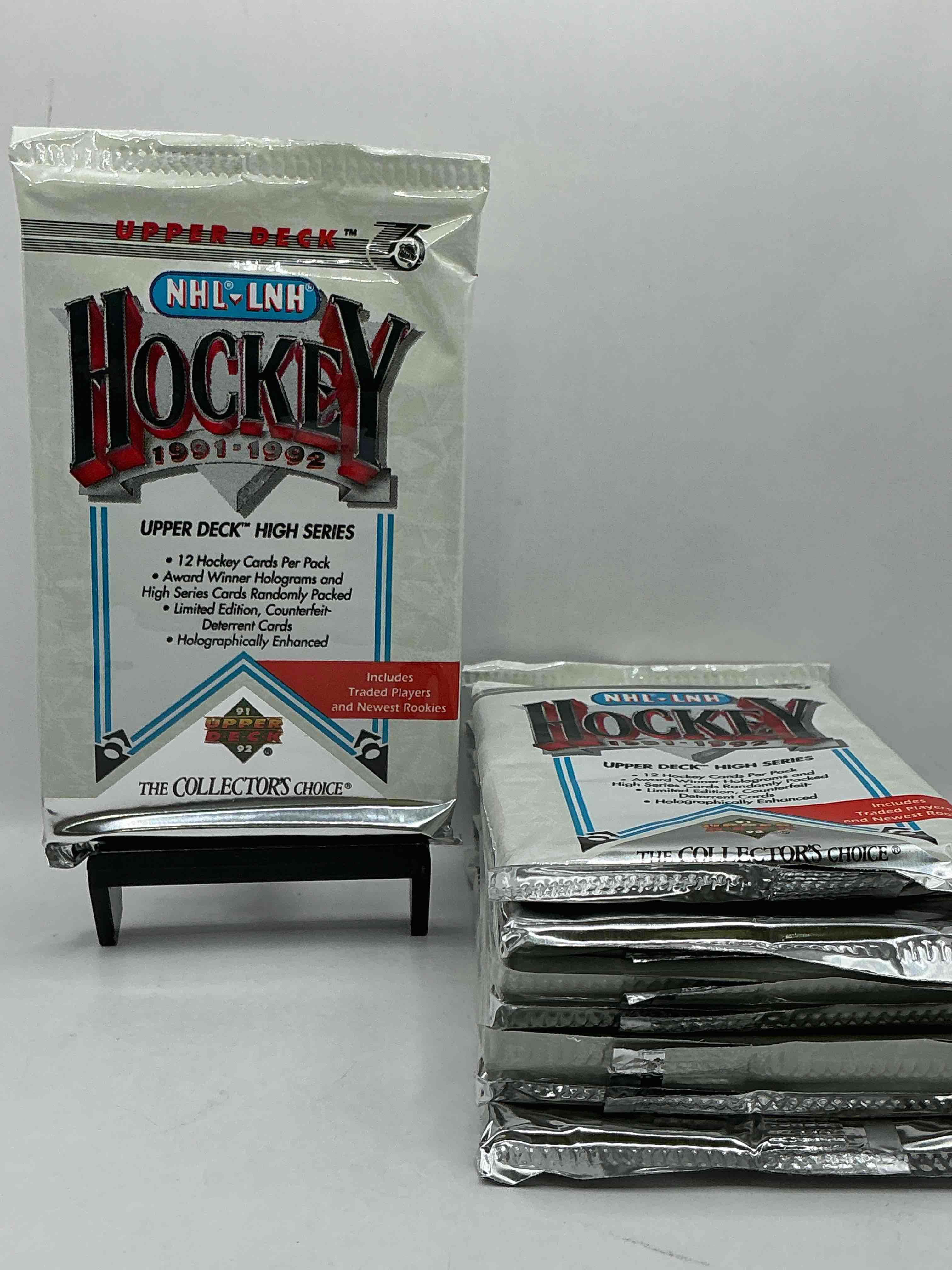 wow! 1991-92 nhl upper deck high series hockey packs! look for all of your favorite stars from the 90’s in these rare packs!