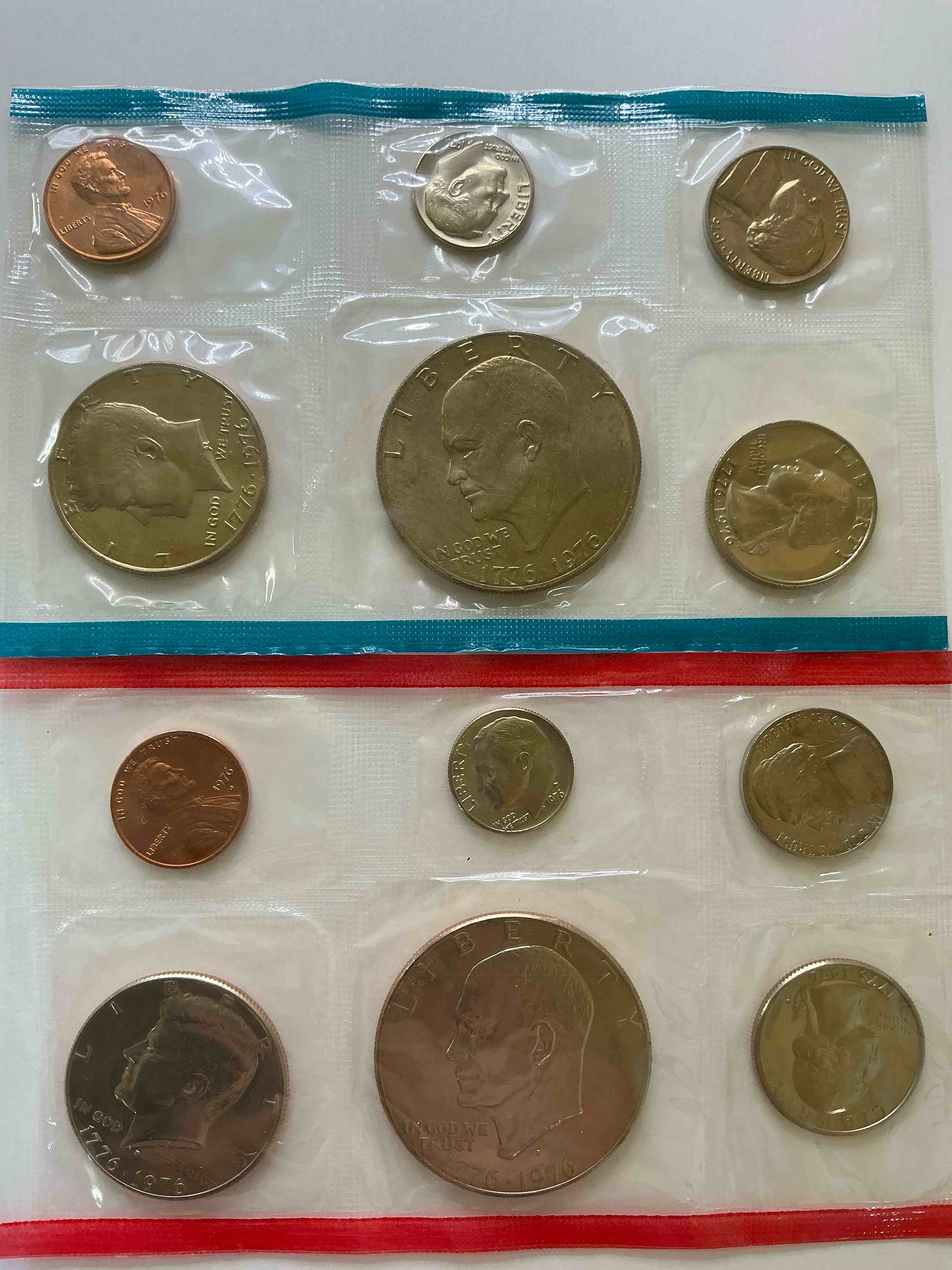 1976 bicentennial bliss! in 1976 the u.s. mint set celebrating the 200 year anniversary of america! 12 coin set including bicentennial quarters, ikes, kennedy halves & pennies! highly desirable for collectors! own pieces of history & celebrating america's 250 year anniversary coming soon!