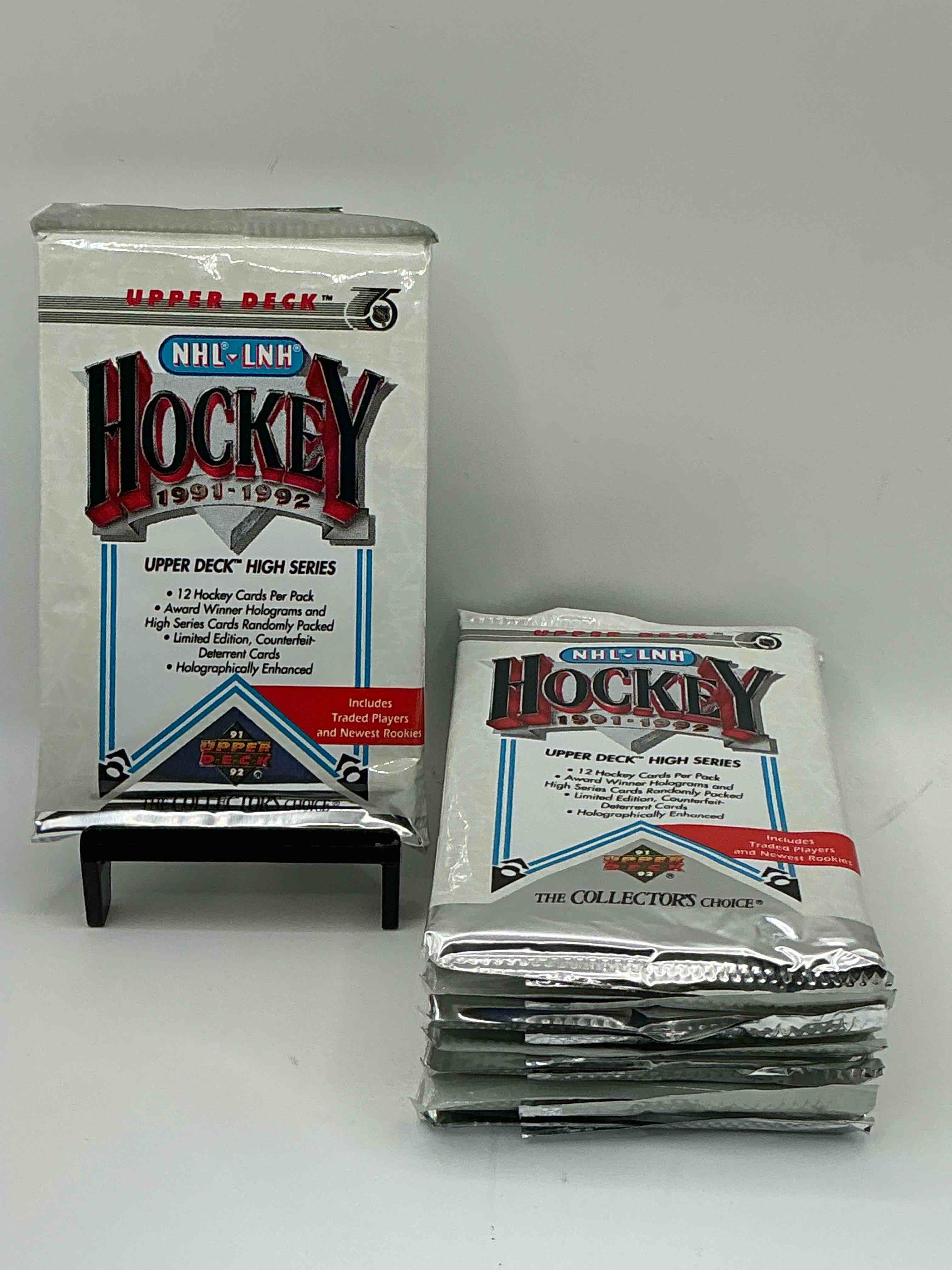 wow! 1991-92 nhl upper deck high series hockey packs! look for all of your favorite stars from the 90’s in these rare packs!