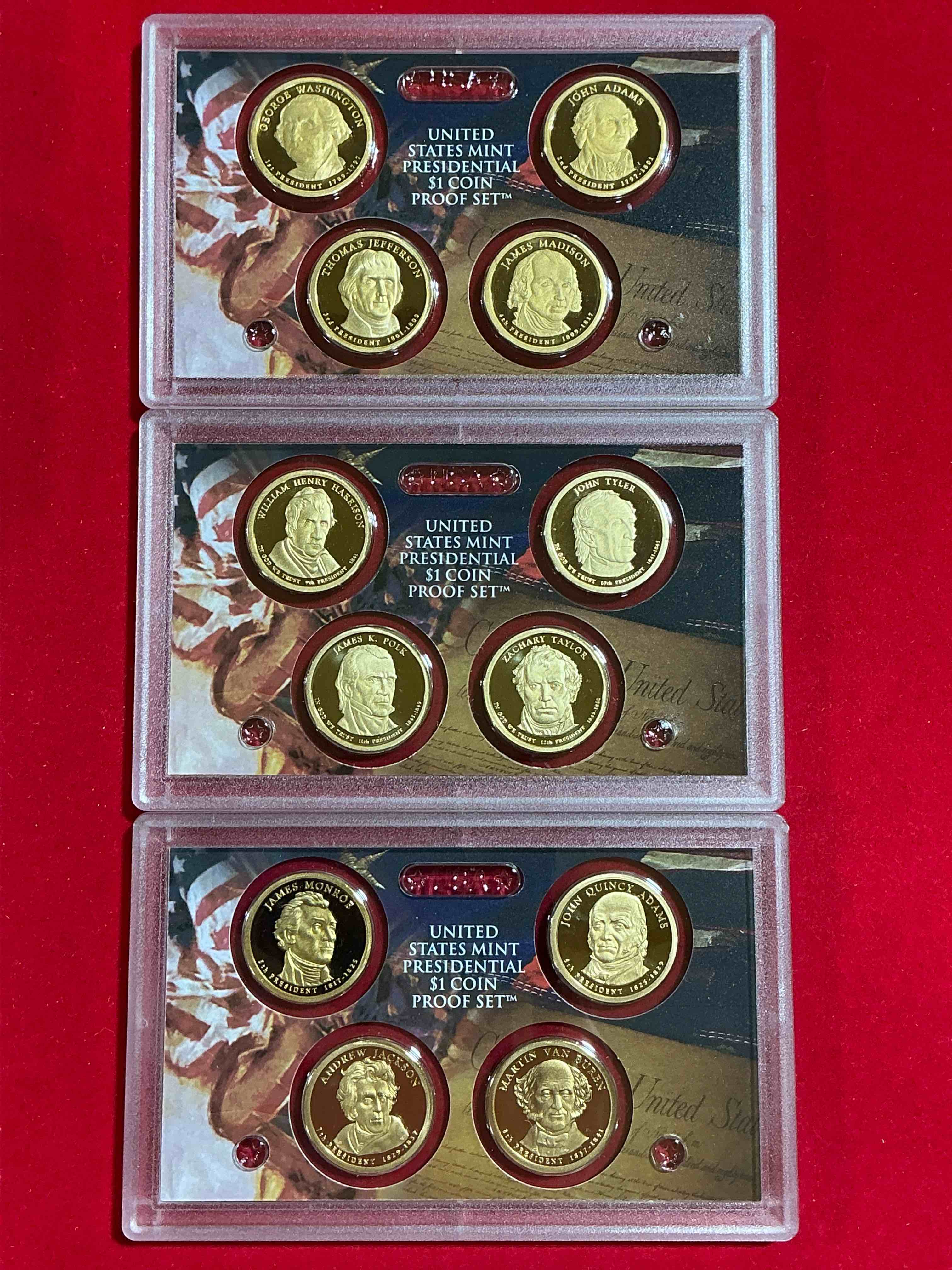 2007-09 presidential mint sets! four coins each set, encased in plastic… ultra rare! these coin sets are rare & hard to find, perfect to add to any collection!