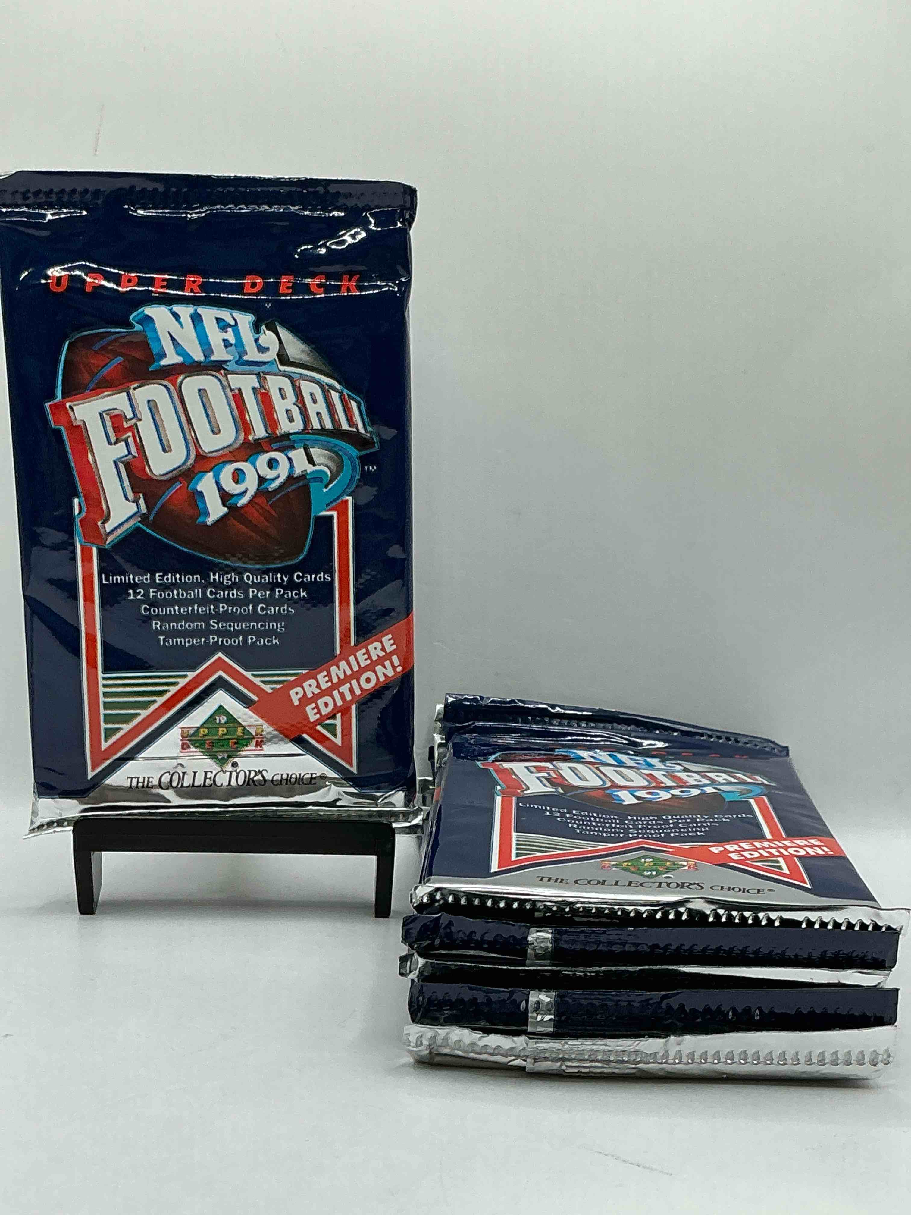rare & vintage! 1991 upper deck premier edition unopened nfl football packs! direct from original box! brett favre rookie year! search for brett favre rookie & other 80s stars!