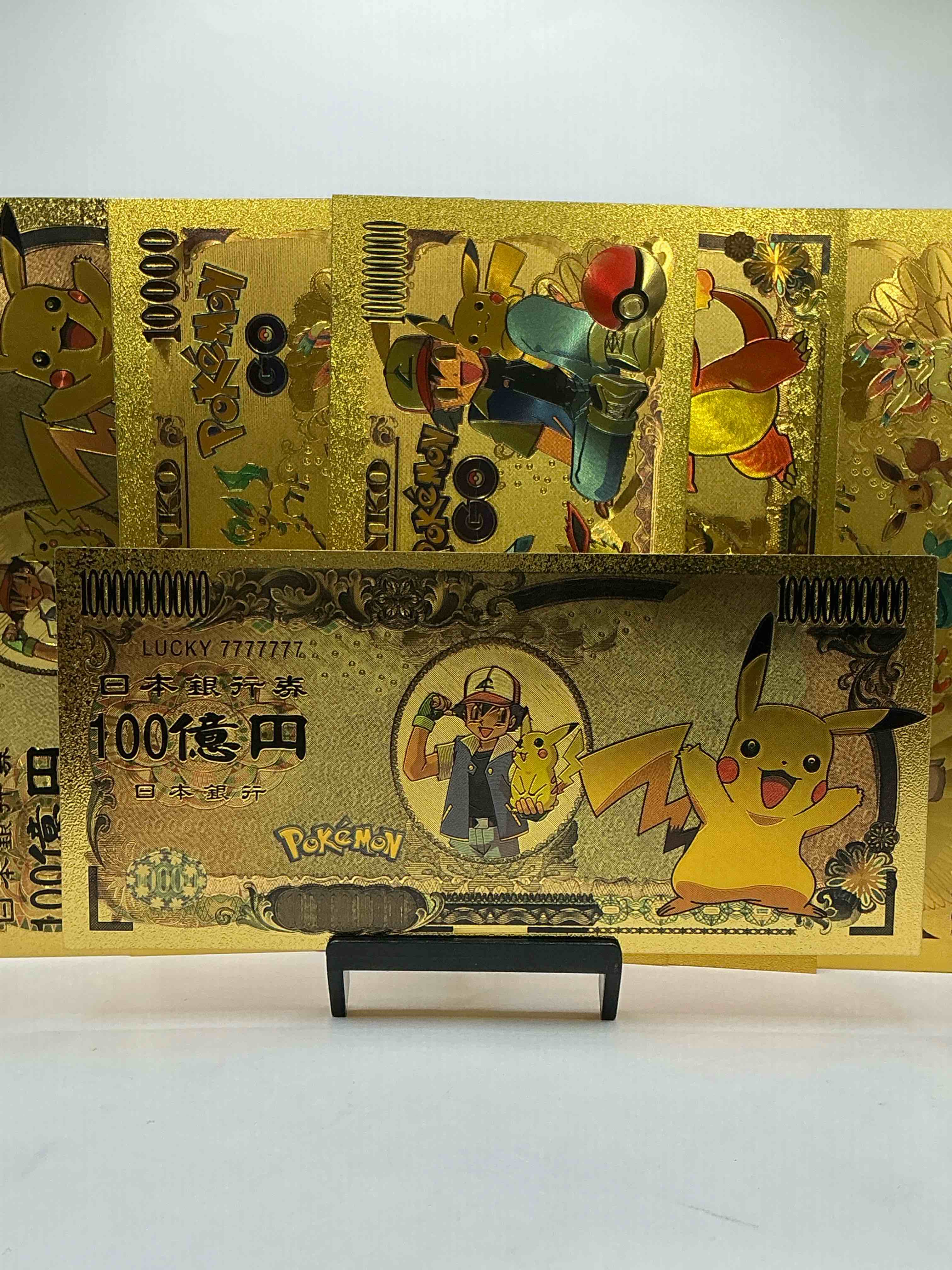 pokémon novelty gold in color dollars! ultra cool novelty 10,000 pokémon bill with characters & cool designs! rare & hard to get! 