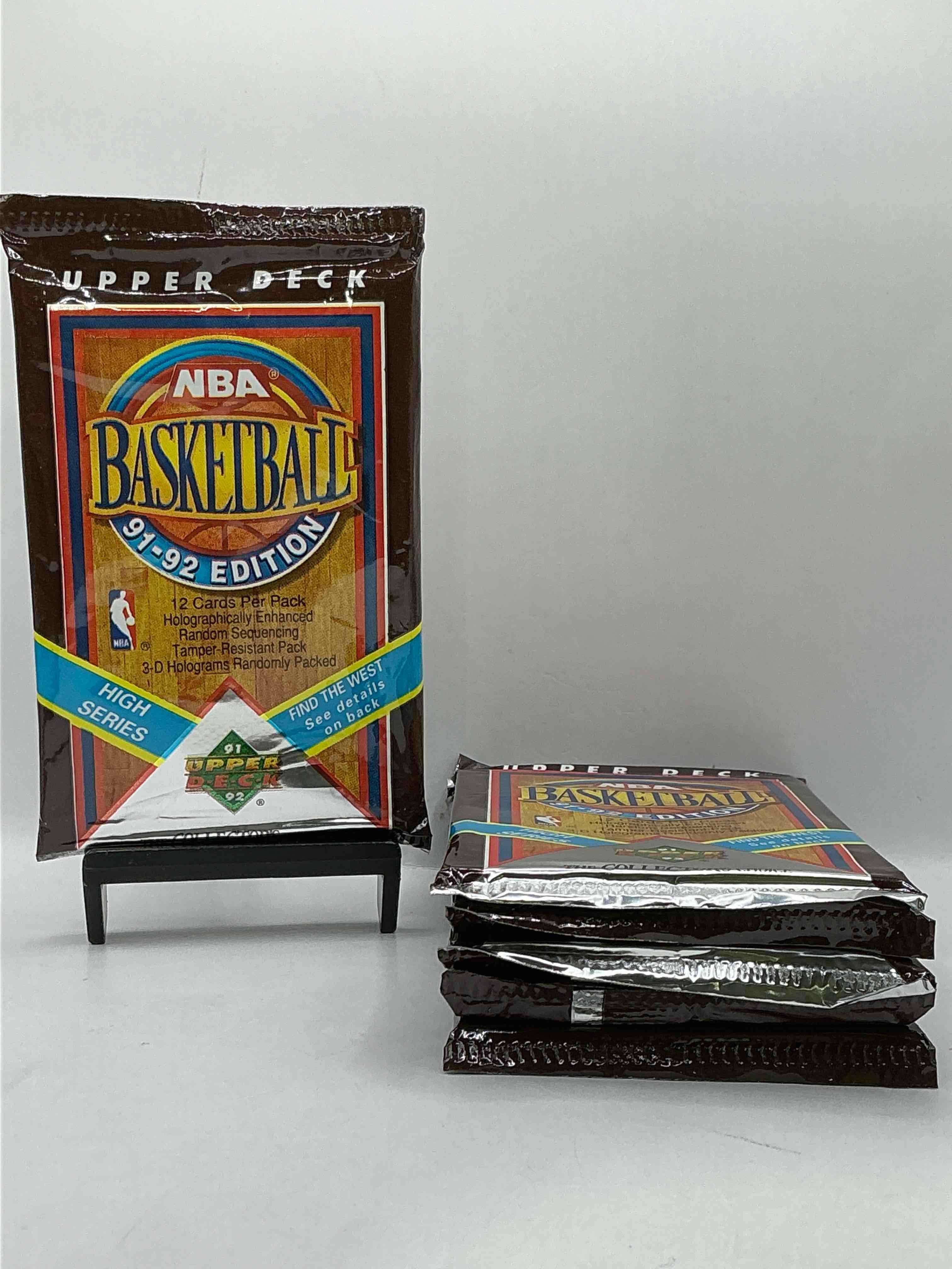 michael jordan?! 1991/92 nba upper deck basketball sealed sports card collectible pack, direct from original retail case! search for valuable michael jordan #44, magic vs. jordan card #34 & so many other cool cards! hard to find & drying up!