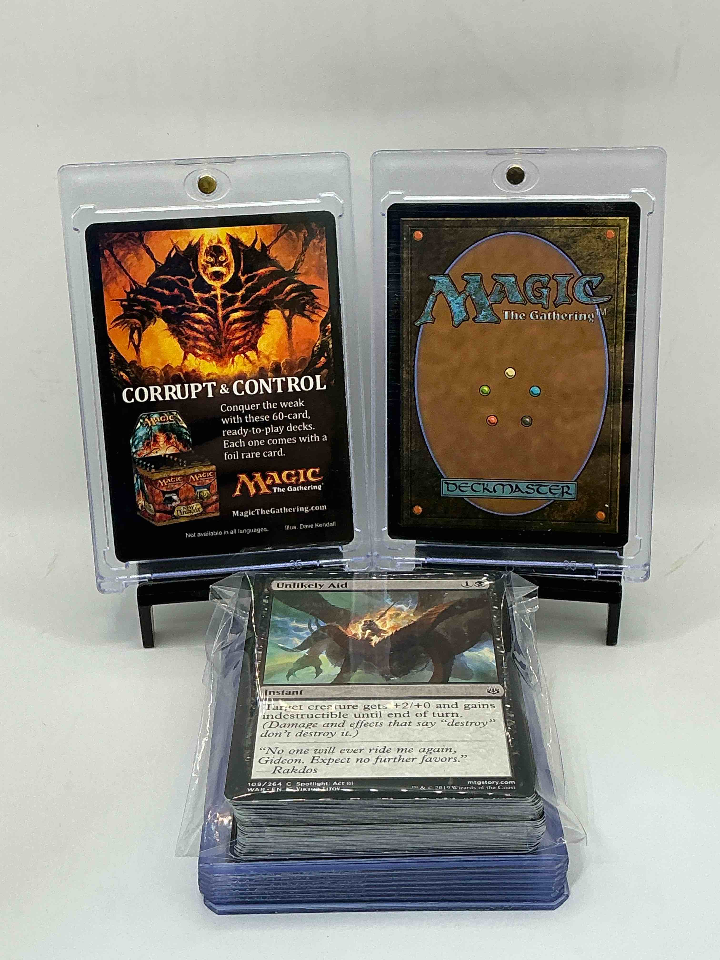 Condition photo showing New/Like New for magic the gathering 50 card lot! lot includes 10 rare or holo foil cards! all cards in excellent condition! a great way to join the mtg craze!