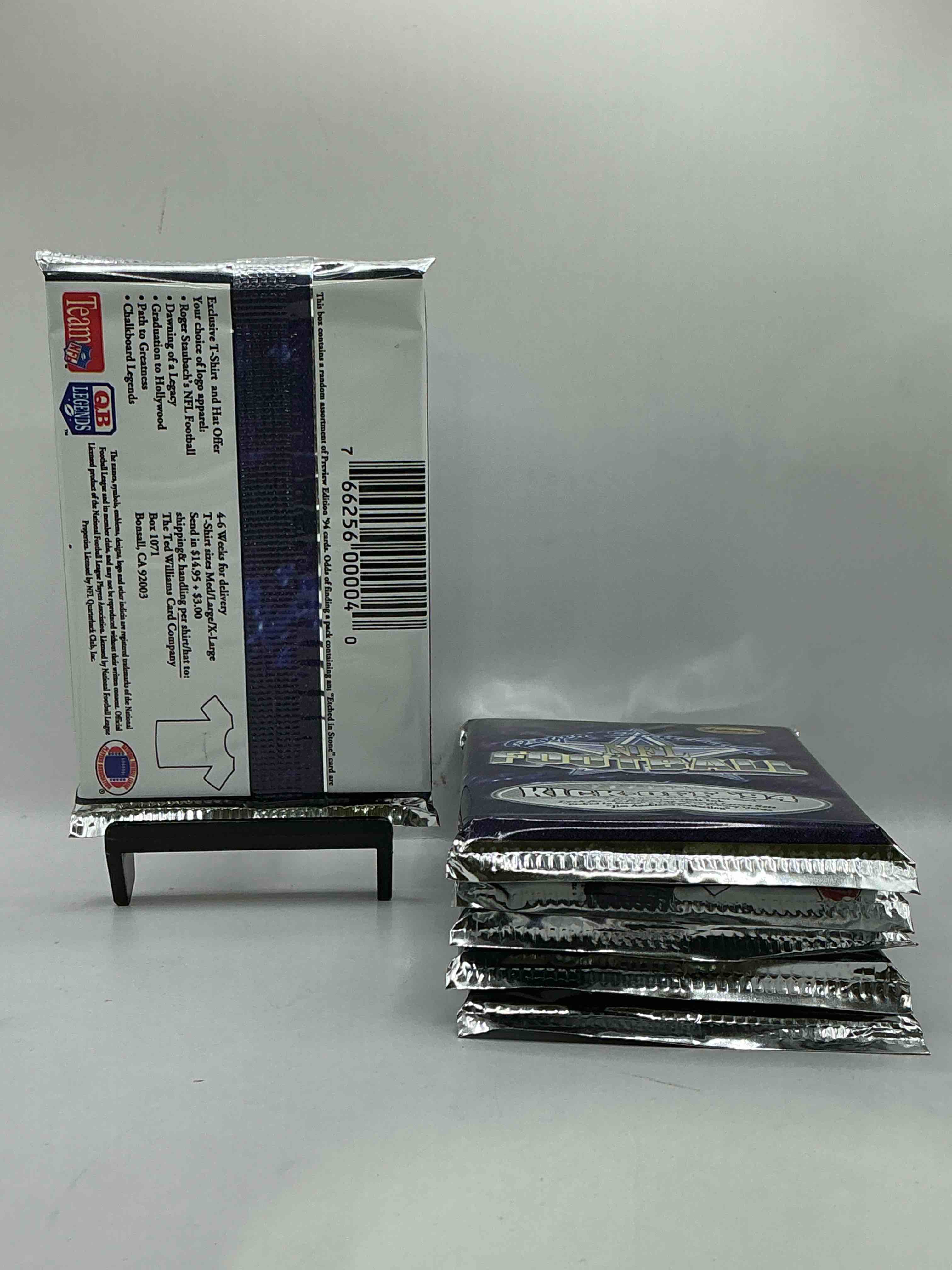 Condition photo showing New/Like New for roger staubach nfl football kick-off 1994 packs, direct from box! football packs, search for legends, stars, roger staubach cards, rookies & more! football packs! wow!
