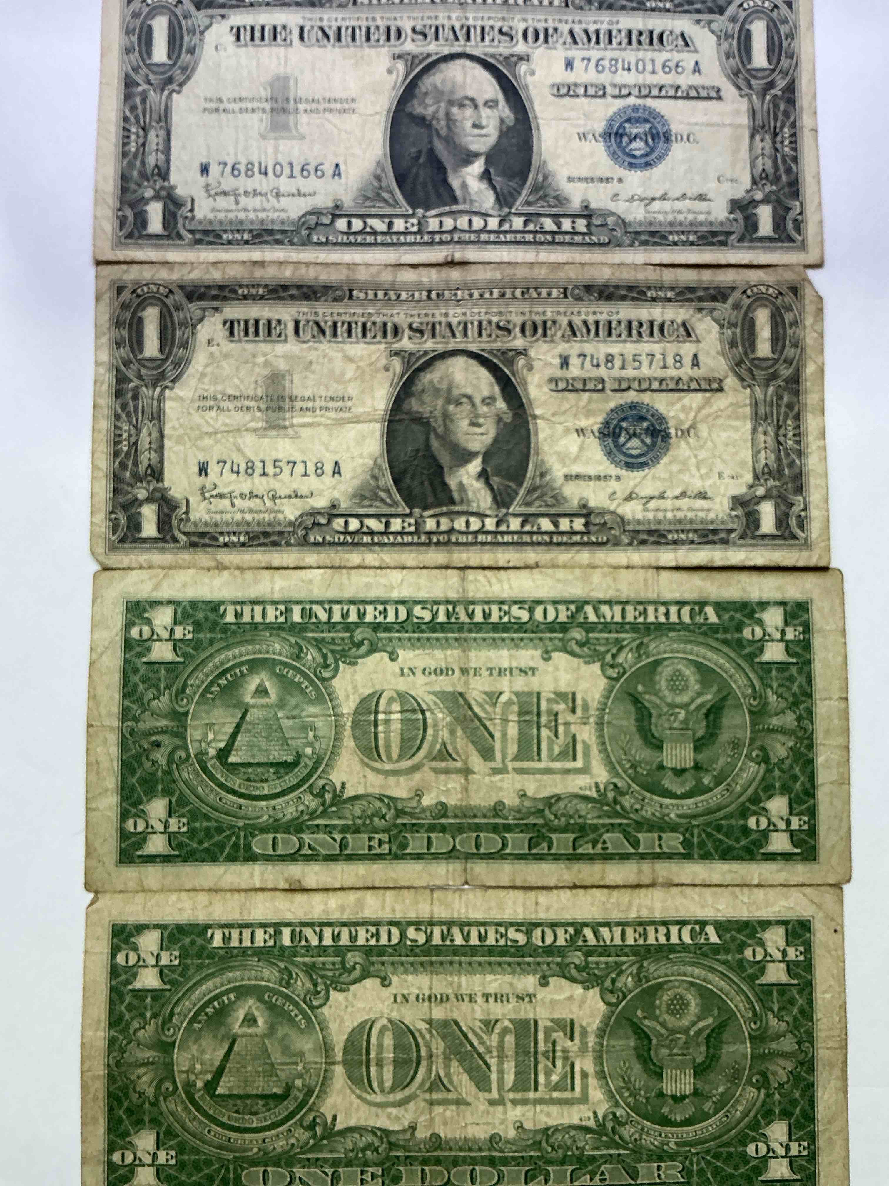 1957 series silver certificates! did you know that prior to 1964 one dollar u.s. paper money was actually redeemable for silver dollars?! wow how times have changed! silver certificates were produced from 1878 to 1964 & are still considered legal tender at face value. here are gorgeous, circulated 1957 u.s. one dollar silver certificate, with highly collectible "blue seal!* own an awesome piece of history!