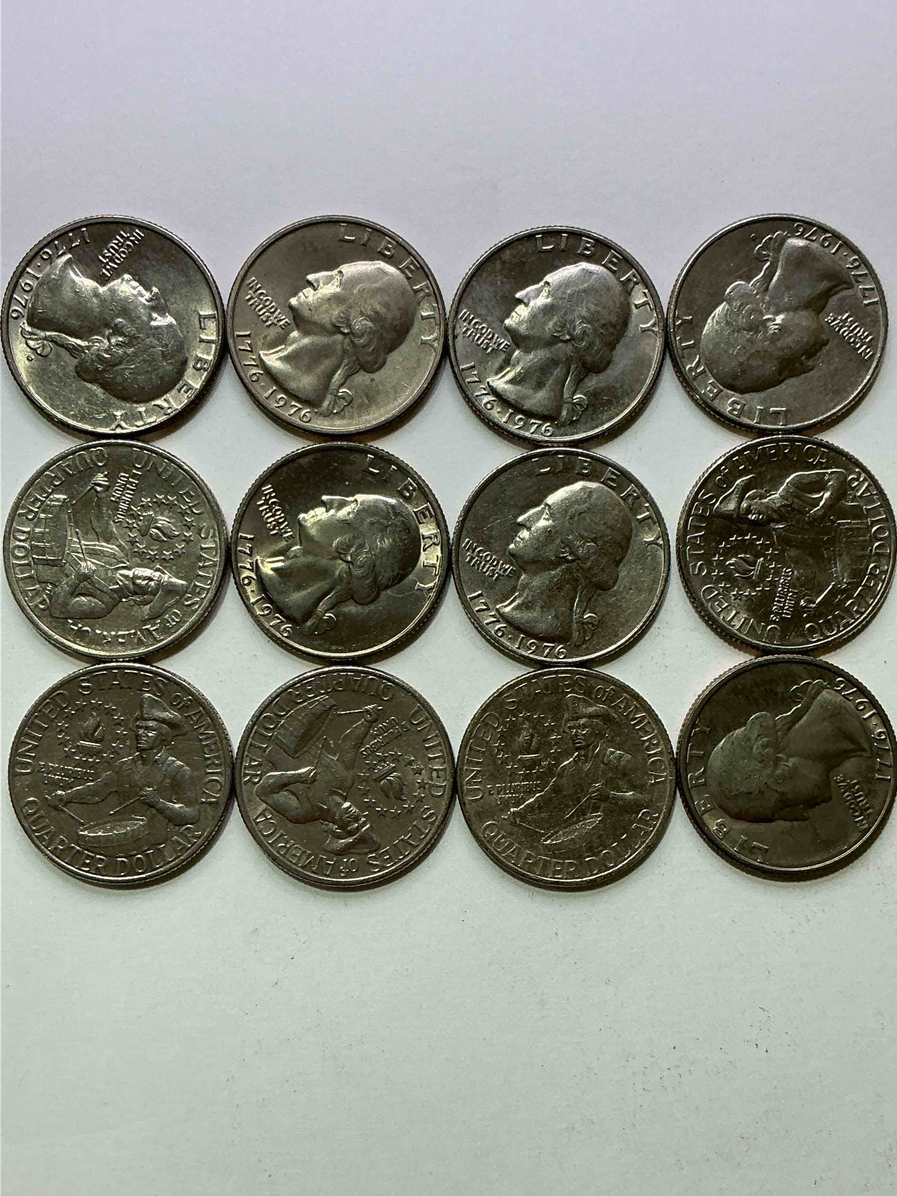 Condition photo showing Good Condition for 1976 bicentennial bliss! quarters! in 1976 the u.s. mint produced coins celebrating the 200 year anniversary of america. up for auction are awesome examples of bicentennial quarters produced for this... the infamous 200 year anniversary edition! highly desirable for collectors! own pieces of history & get ready for america's 250 year anniversary coming soon!