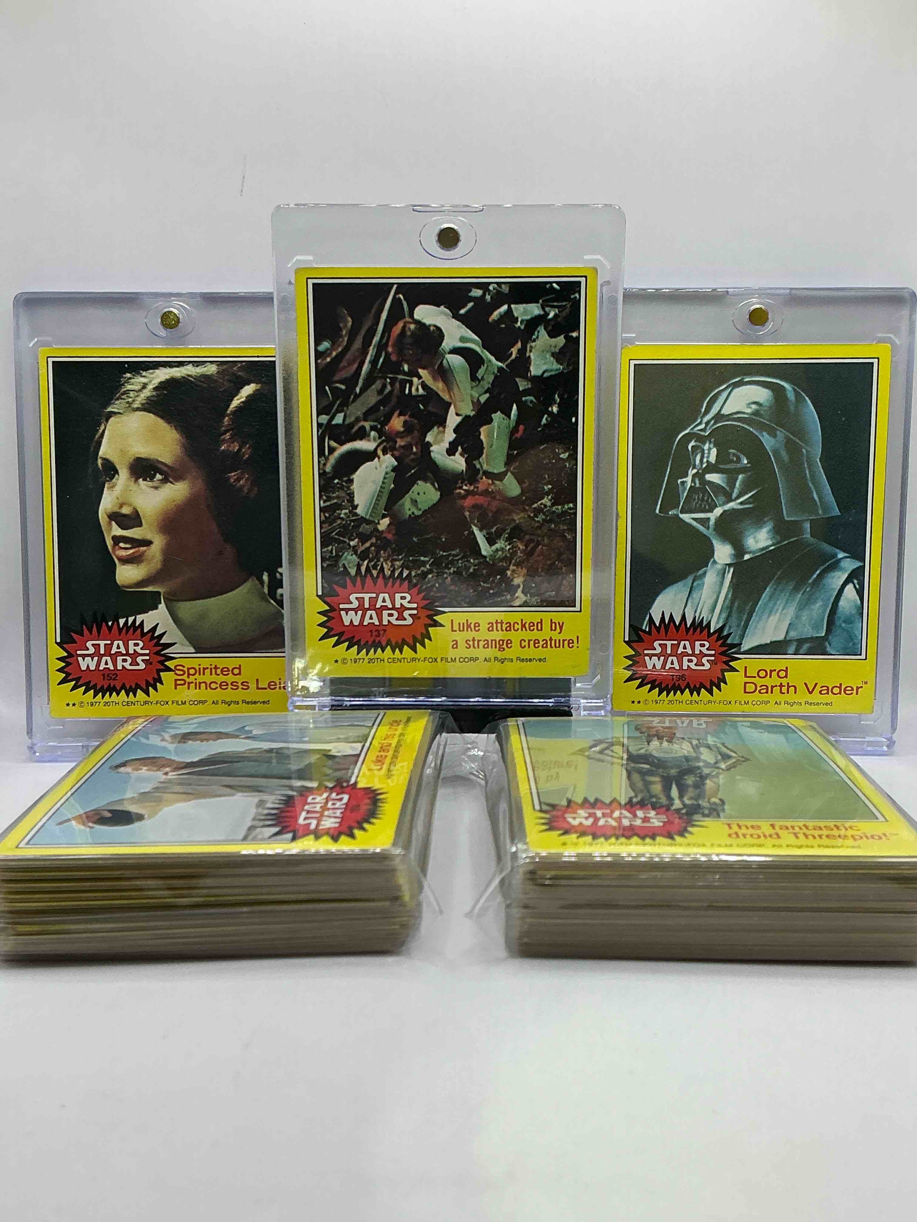 1977 star wars authentic original! complete 1977 star wars movie card set, series three yellow, all 66 cards included. cards in good to fine condition. an amazing way to get a very hard to find, genuine 1977 star wars series three complete card set!