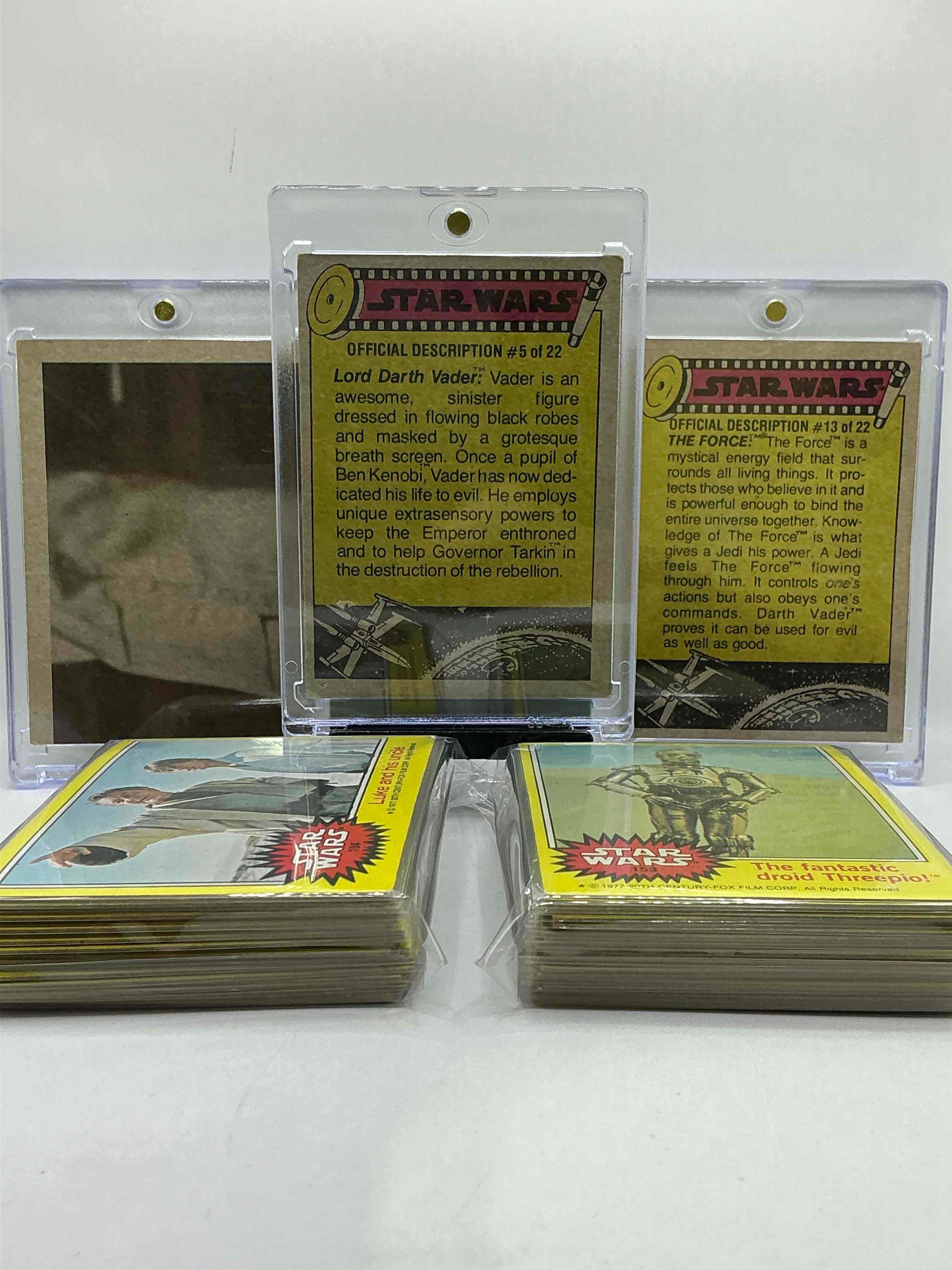 Condition photo showing New/Like New for 1977 star wars authentic original! complete 1977 star wars movie card set, series three yellow, all 66 cards included. cards in good to fine condition. an amazing way to get a very hard to find, genuine 1977 star wars series three complete card set!