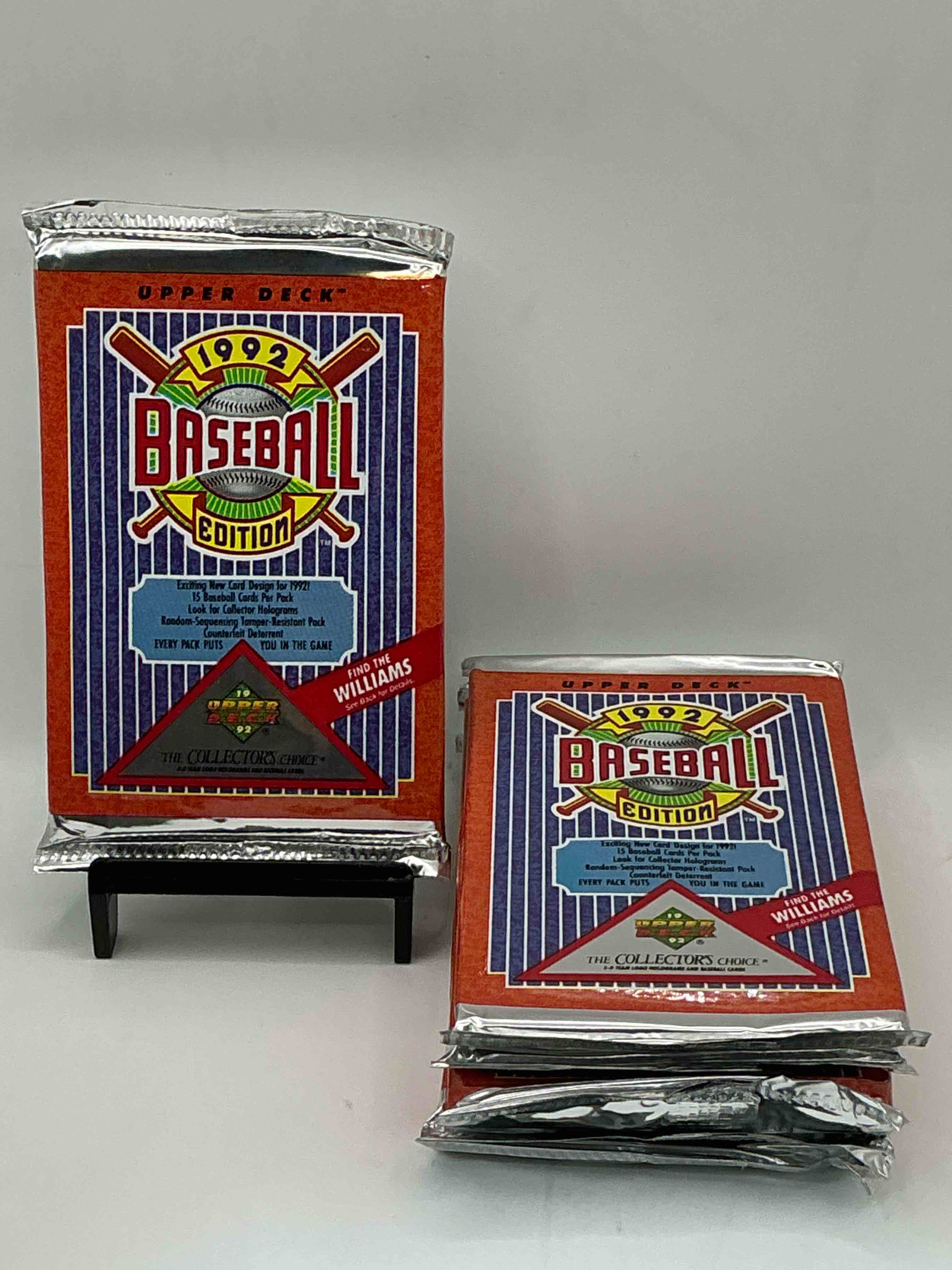 find the williams! 1992 edition upper deck baseball cards!  direct from original retail case! an uncommon find for sure! search for rookie cards from pedro martinez, manny ramirez & so much more! awesome, uncommon sports memorabilia!