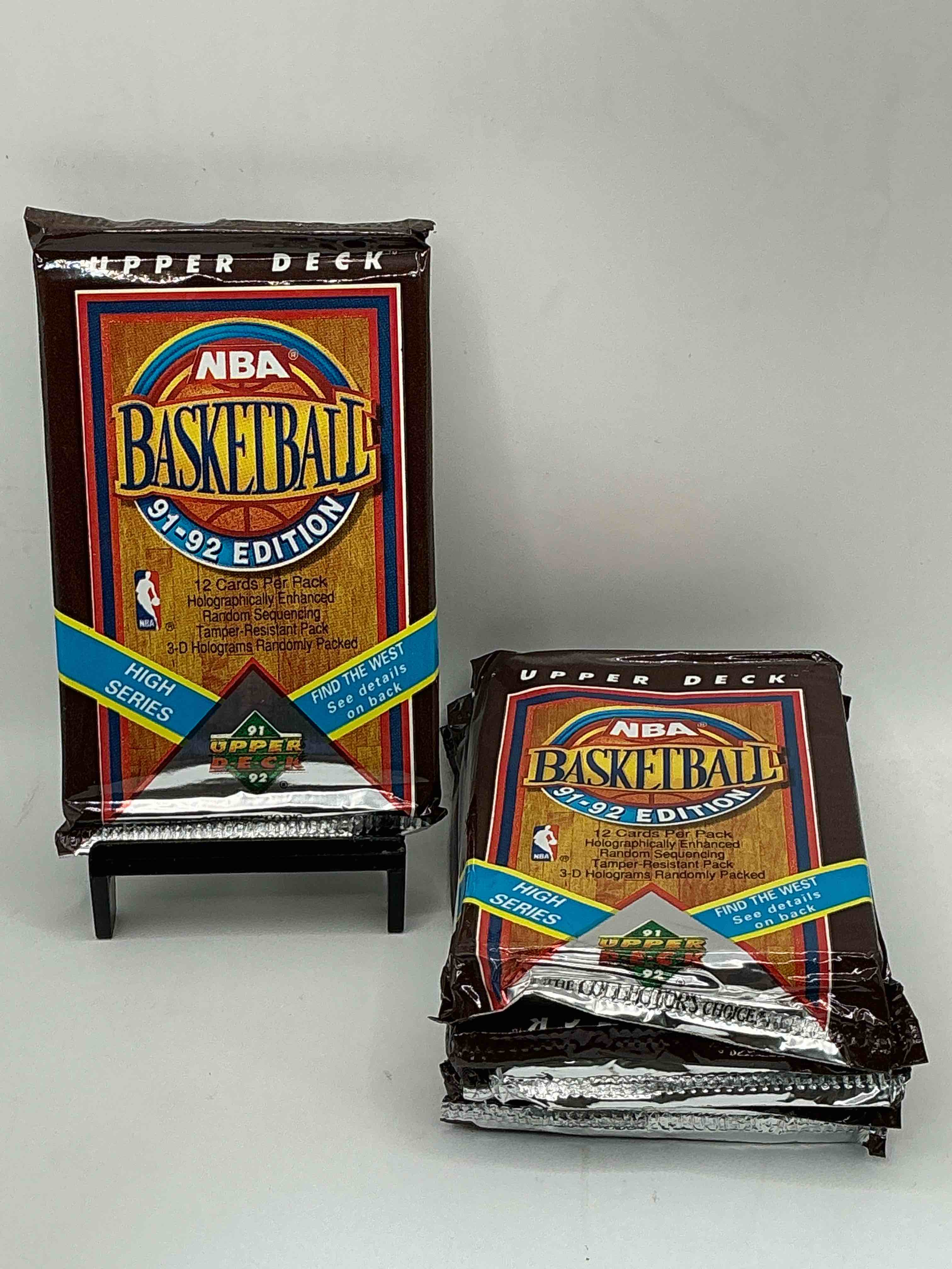 wow, find the west! 1991/92 high series upper deck nba basketball sealed pack, direct from original sealed retail case! potential to find a jerry west signature card only in this high series... super rare! also search for valuable michael jordans & too many great cards to list! an awesome investment in sports card memorabilia! you may never see these again, super rare!
