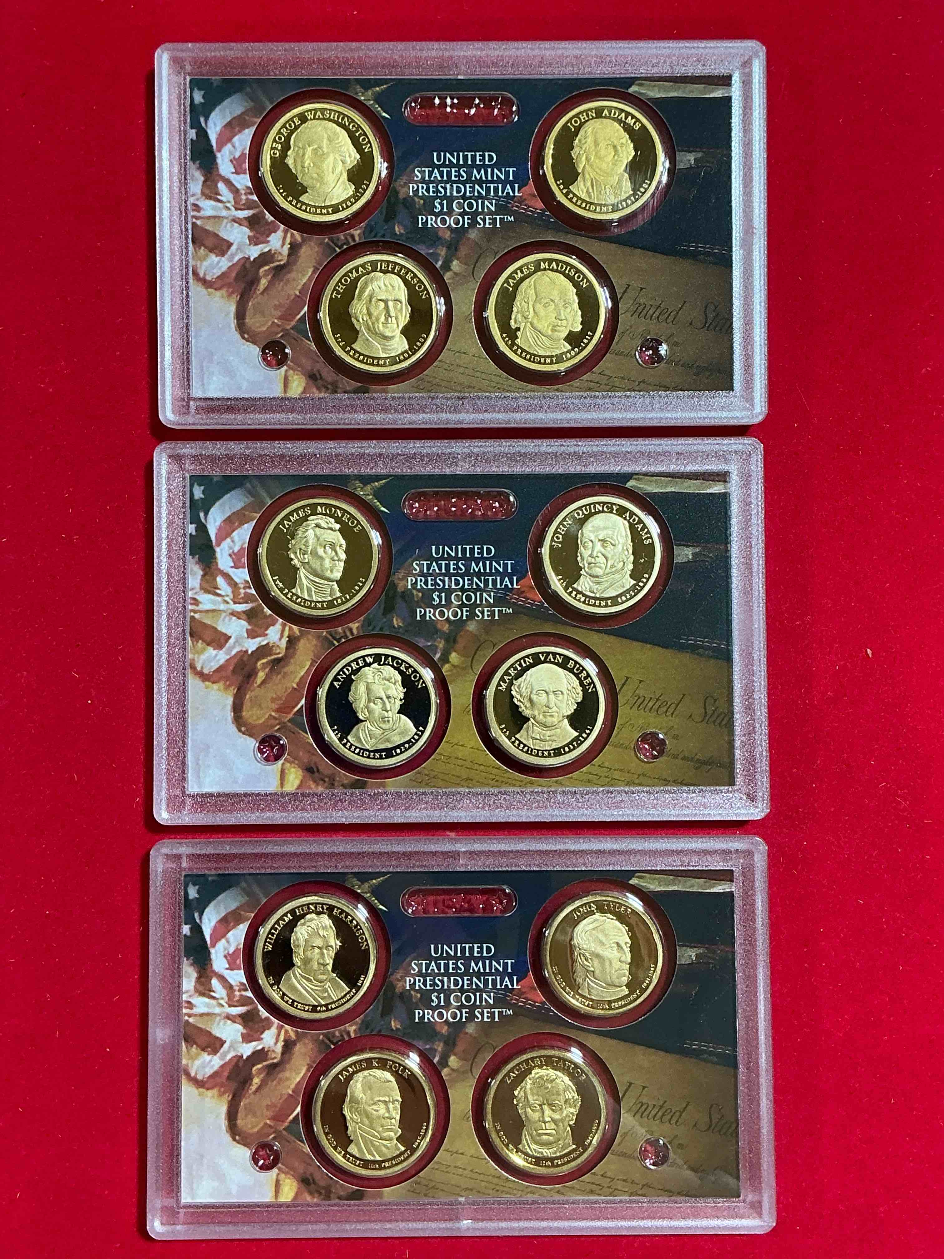 2007-09 presidential mint sets! four coins each set, encased in plastic… ultra rare! these coin sets are rare & hard to find, perfect to add to any collection!