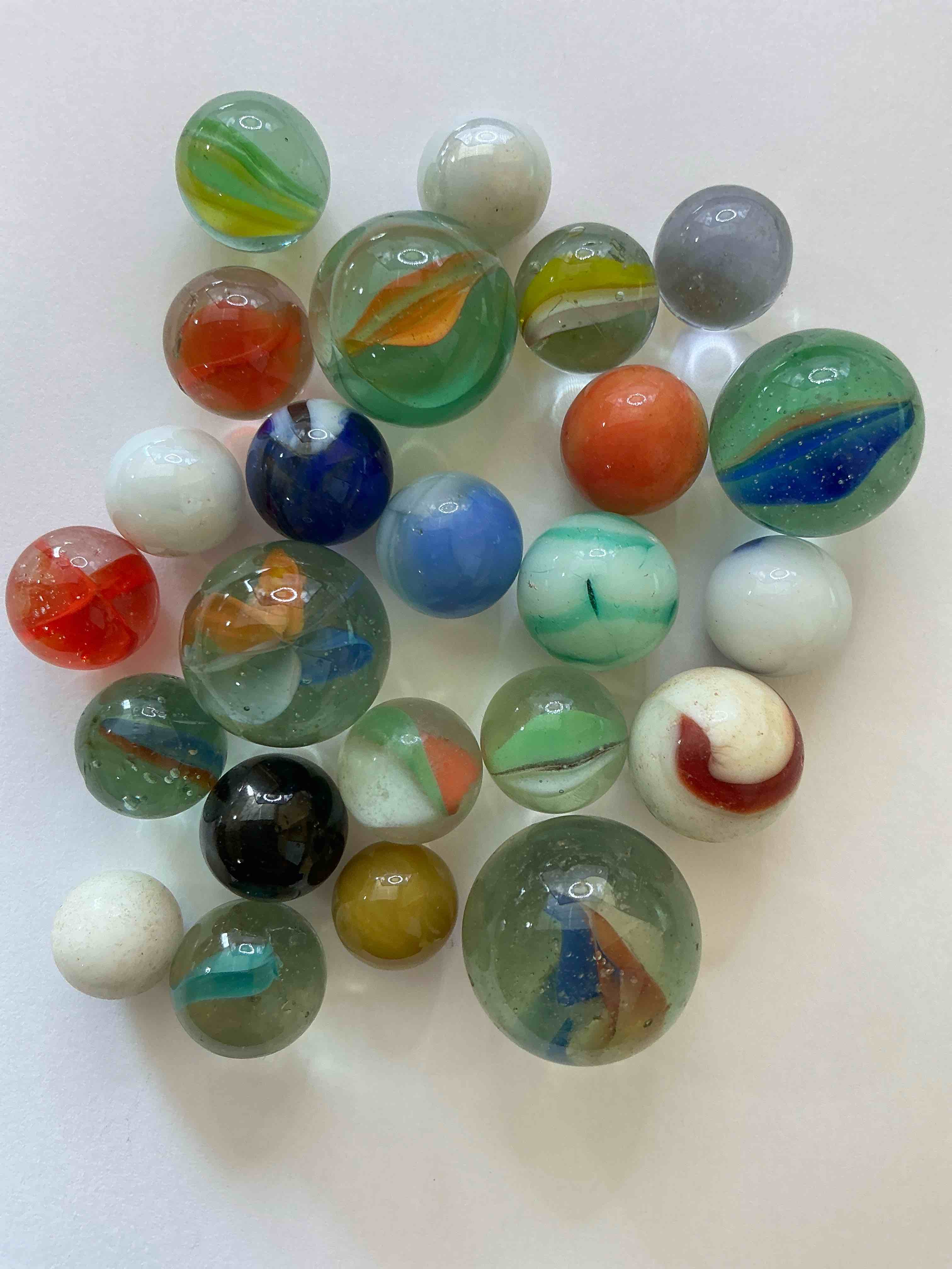 antique glass marbles! genuine stunning marbles lot, all marbles made between the years 1925-1965 & made with uranium! many are great depression era & even earlier! gorgeous, authentic pieces of history!  