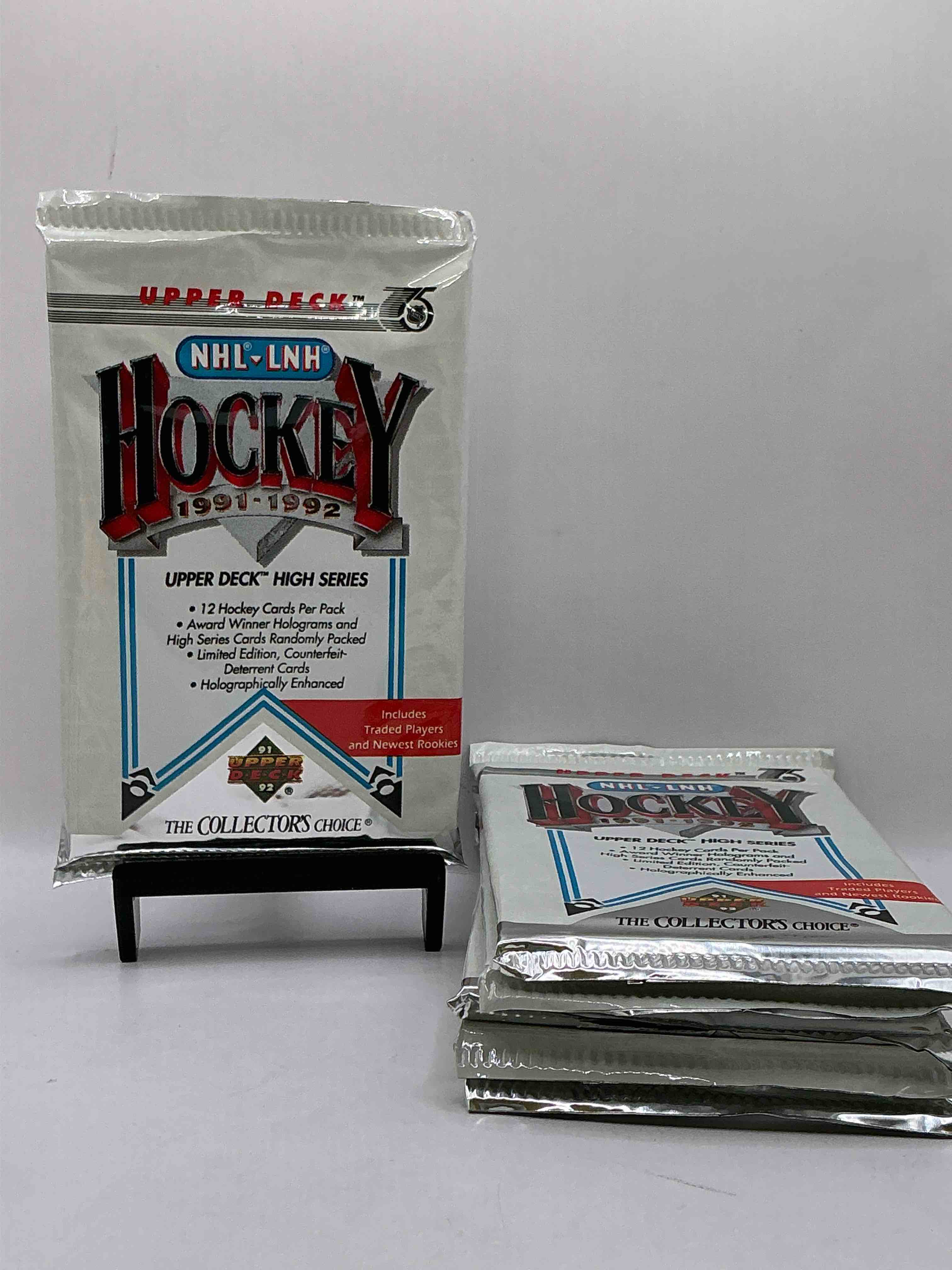 wow! 1991-92 nhl upper deck high series hockey packs! look for all of your favorite stars from the 90’s in these rare packs!