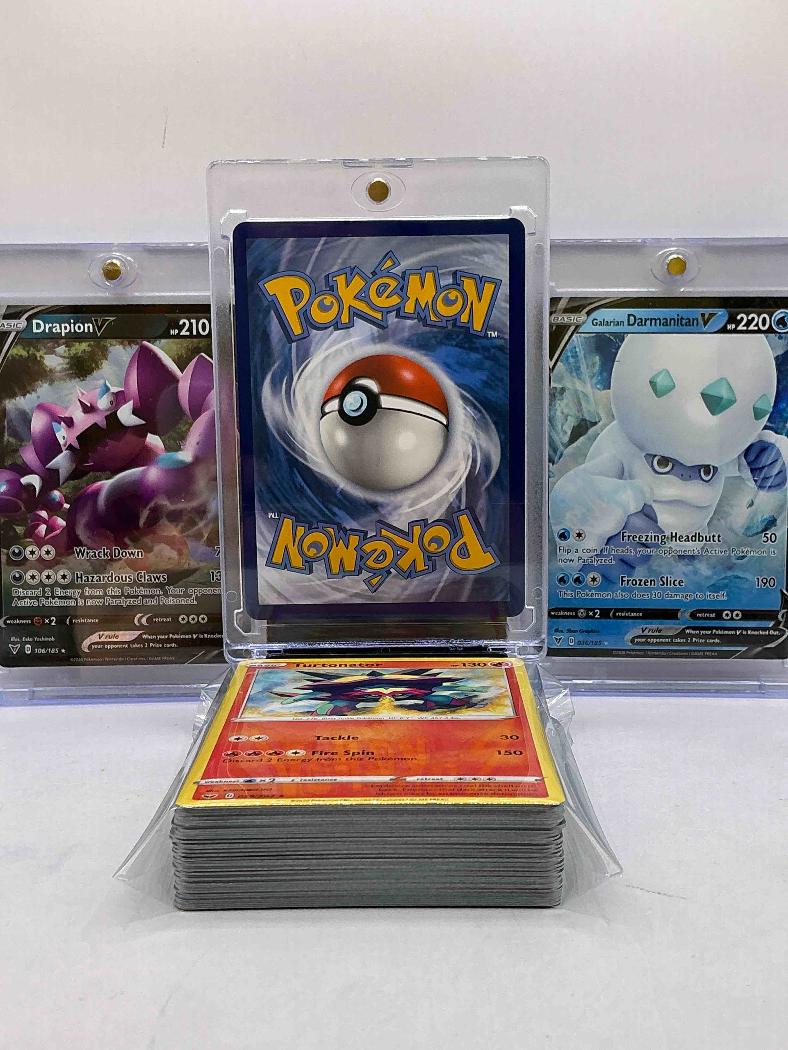 Condition photo showing New/Like New for lucario v, drapion v, darmanitan v & more! rare v edition pokémon monsters! 50 card lot includes these awesome cards, along with 50 other pokémon heroes, holos, legends & commons- including 1 stage two rare holographic, 2 stage one rare holographic, 3 basic rare holographic, 4 common/ uncommon holographics (all stages), 2 stage two non holographic & 2 rares! also includes 36 non holo common/ uncommon basic & first stage cards trainers & energy too! perfect set for collectors & enthusiasts!