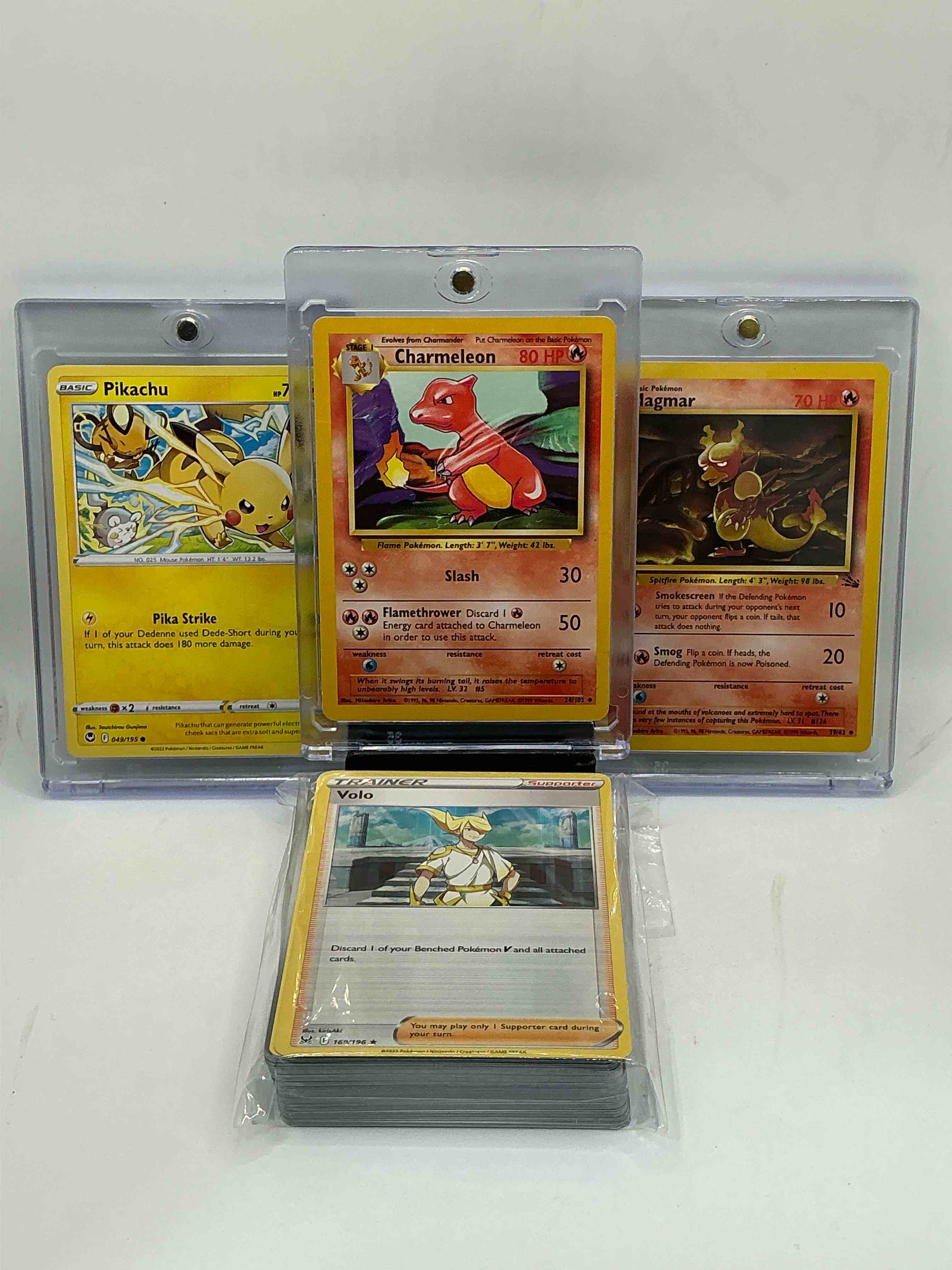 Pokémon Palooza! Charmeleon, Pikachu & Magmar! Along With 50 Other Pokémon Heroes, Holos, Legends & Commons- Including 1 Stage Two Rare Holographic, 2 Stage One Rare Holographic, 3 Basic Rare Holographic, 4 Common/ Uncommon Holographics (All Stages), 2 Stage Two Non Holographic & 2 Rares! Also Includes 36 Non Holo Common/ Uncommon Basic & First Stage Cards Trainers & Energy Too! Perfect Set For Collectors & Enthusiasts!