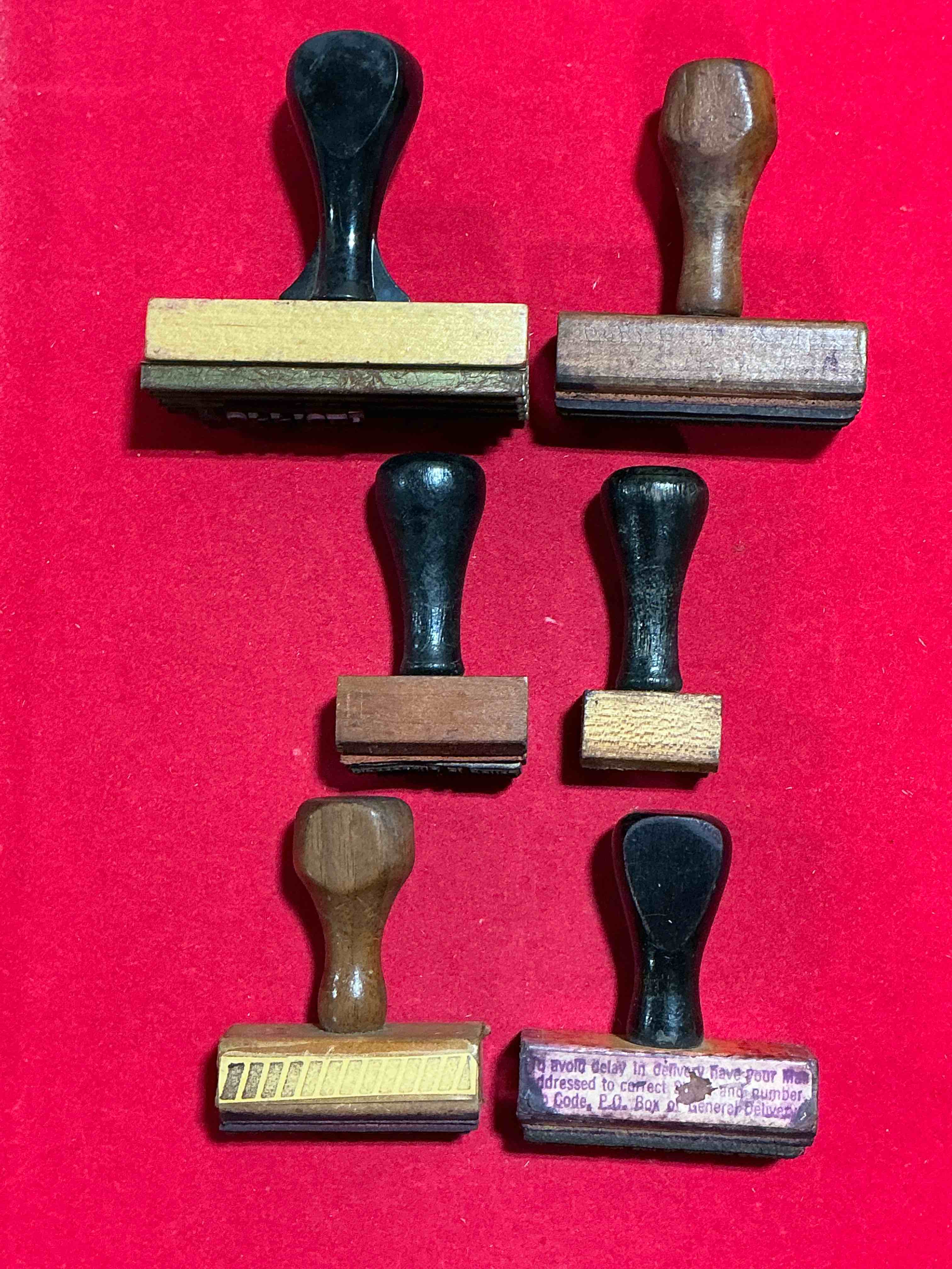 wild card caboose! something you will never see! rare, authentic and antique/vintage wooden postal stamps for ink pads! an eclectic collection from all over the place, too cool! impossible to collect! 