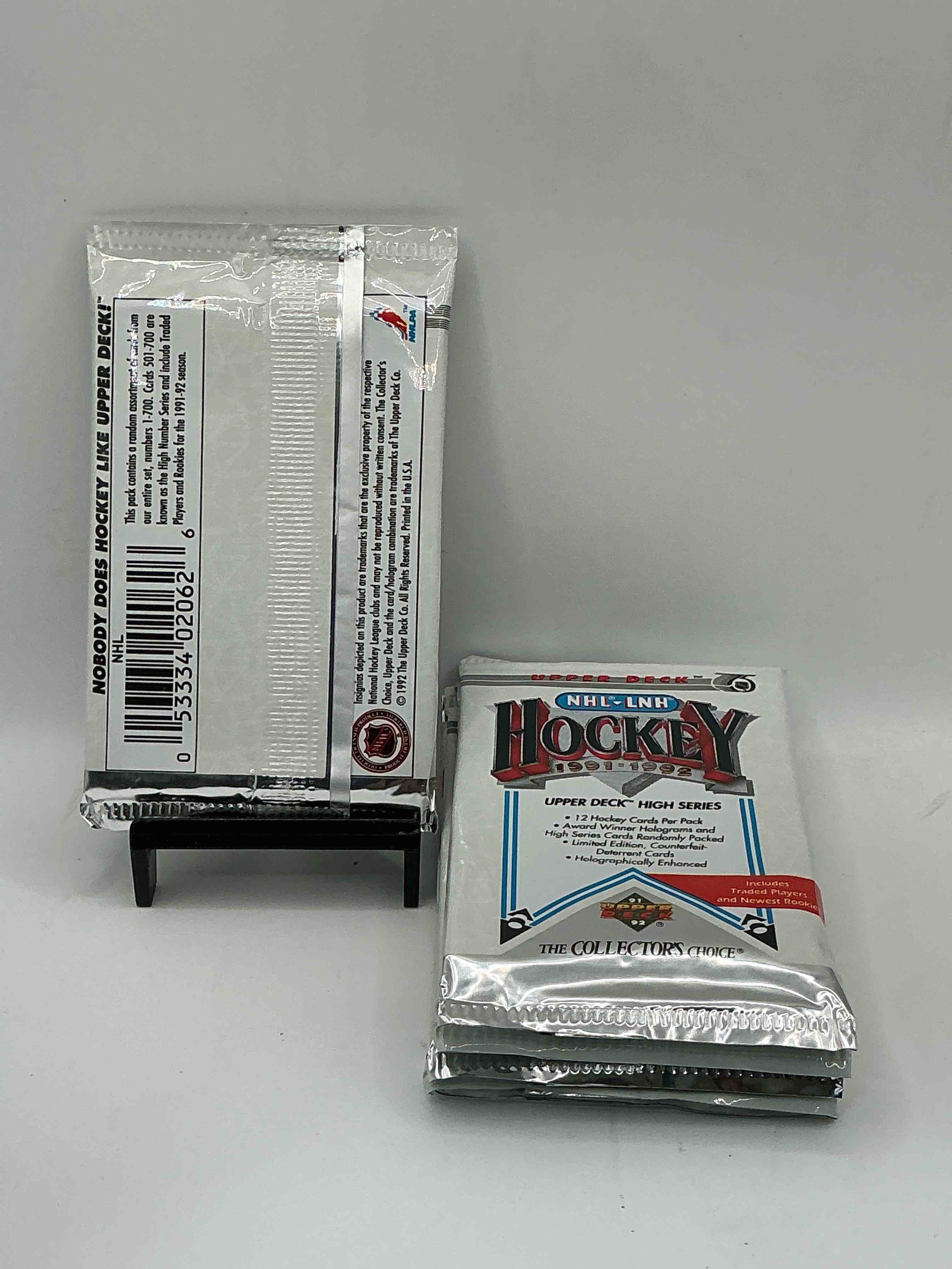 Condition photo showing New/Like New for wow! 1991-92 nhl upper deck high series hockey packs! look for all of your favorite stars from the 90’s in these rare packs!