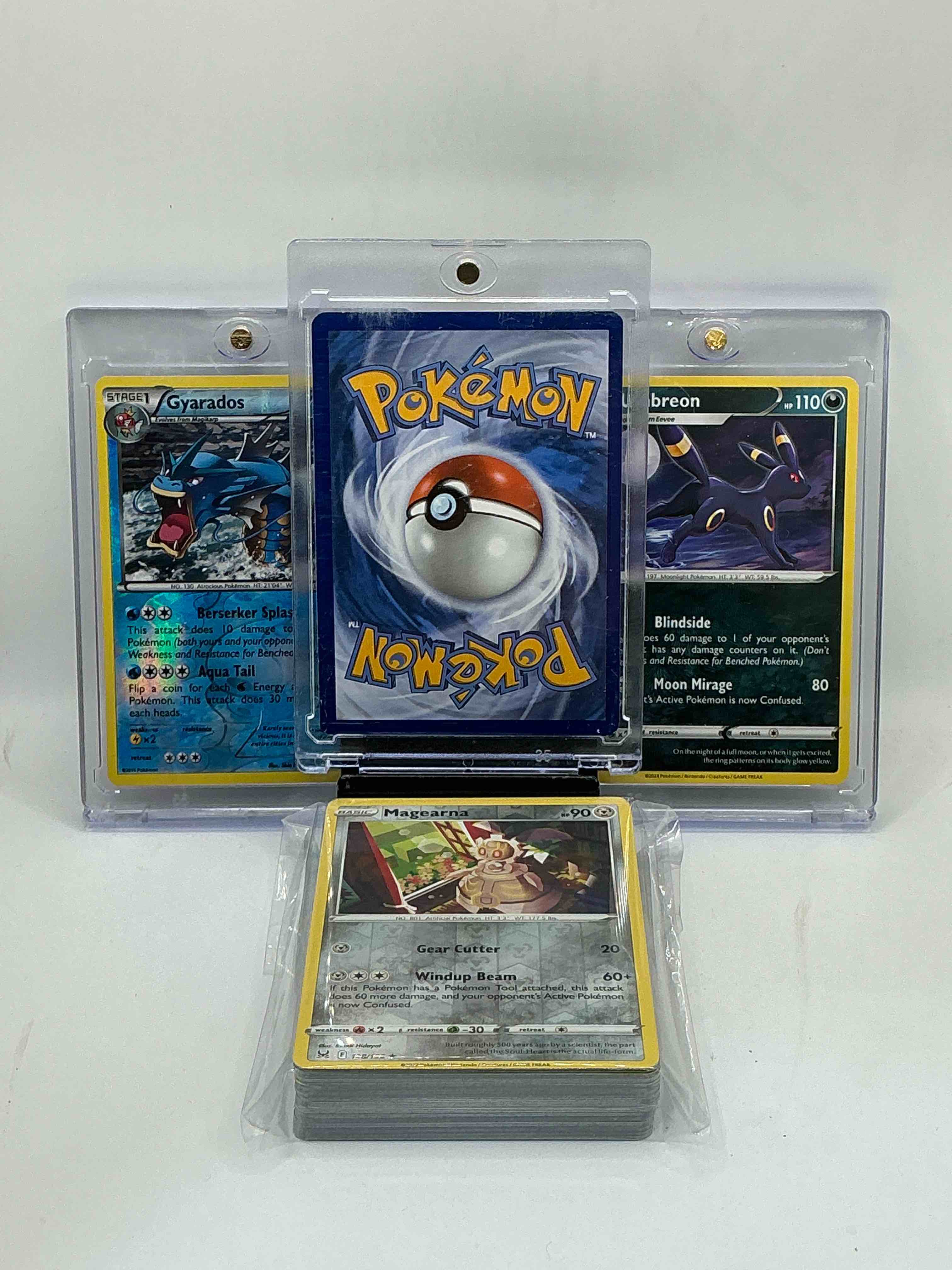 Condition photo showing New/Like New for pokémon palooza! archeops, gyarados & umbreon! along with 50 other pokémon heroes, holos, legends & commons- including 1 stage two rare holographic, 2 stage one rare holographic, 3 basic rare holographic, 4 common/ uncommon holographics (all stages), 2 stage two non holographic & 2 rares! also includes 36 non holo common/ uncommon basic & first stage cards trainers & energy too! perfect set for collectors & enthusiasts!