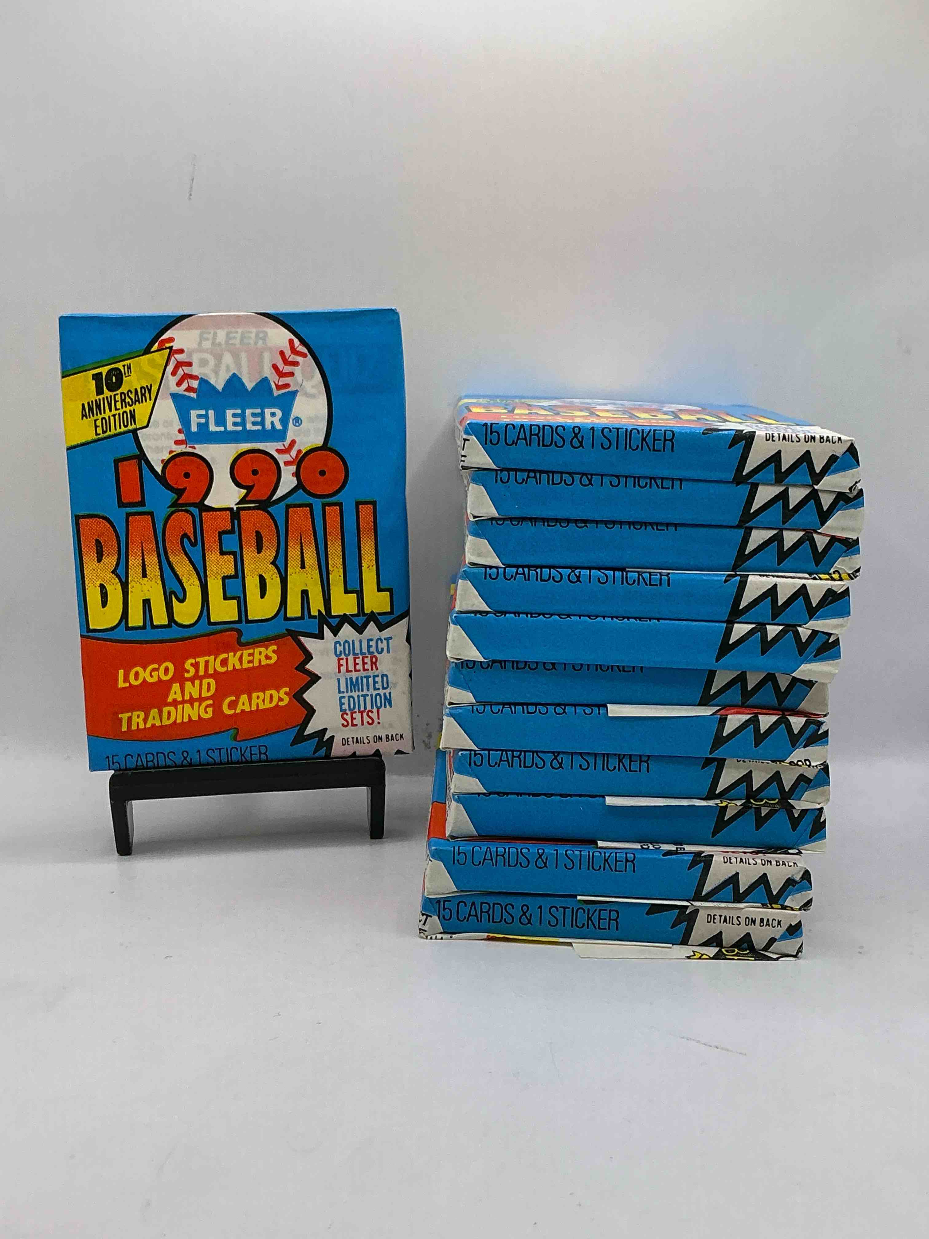 vintage baseball! awesome 1990 fleer baseball unopened sports card wax packs!direct from original box! search for valuable collectible ken griffey jr cards!