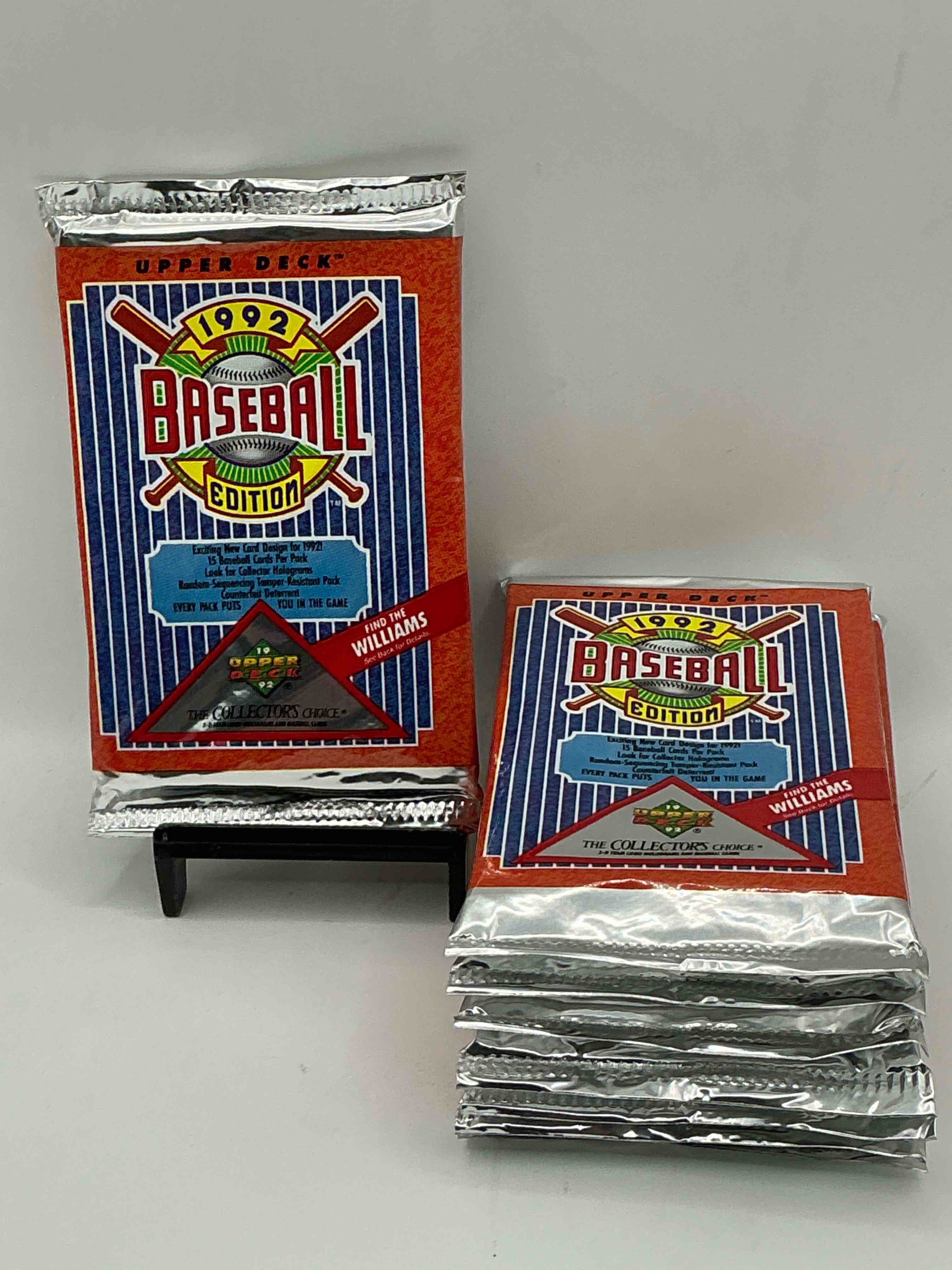 find the williams! 1992 edition upper deck baseball cards!  direct from original retail case! an uncommon find for sure! search for rookie cards from pedro martinez, manny ramirez & so much more! awesome, uncommon sports memorabilia!