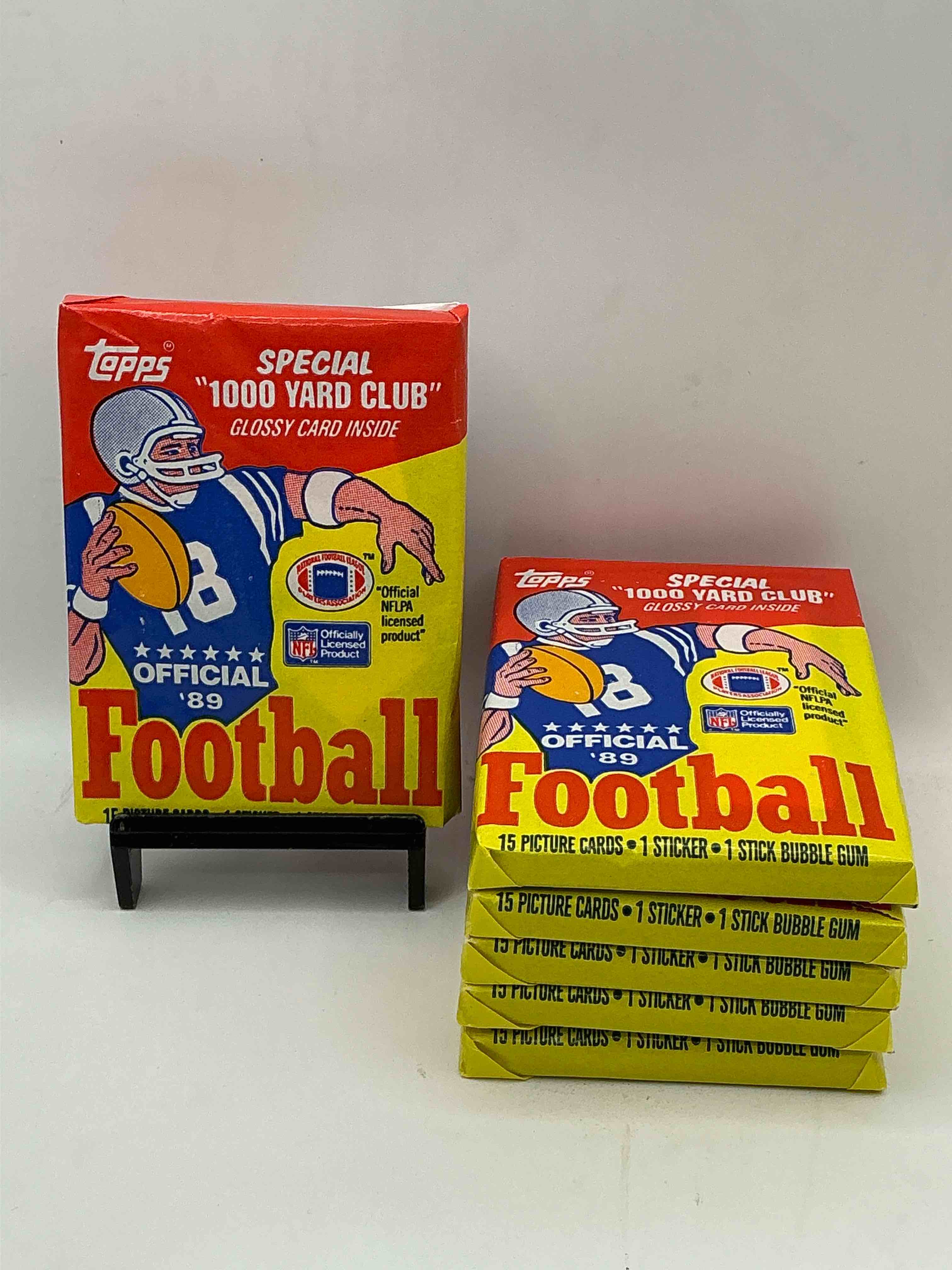 1989 topps football unopened sports card wax packs! straight from original box!search for deion sanders rookie cards! along with valuable jerry rice, bo jackson & other 80's stars!