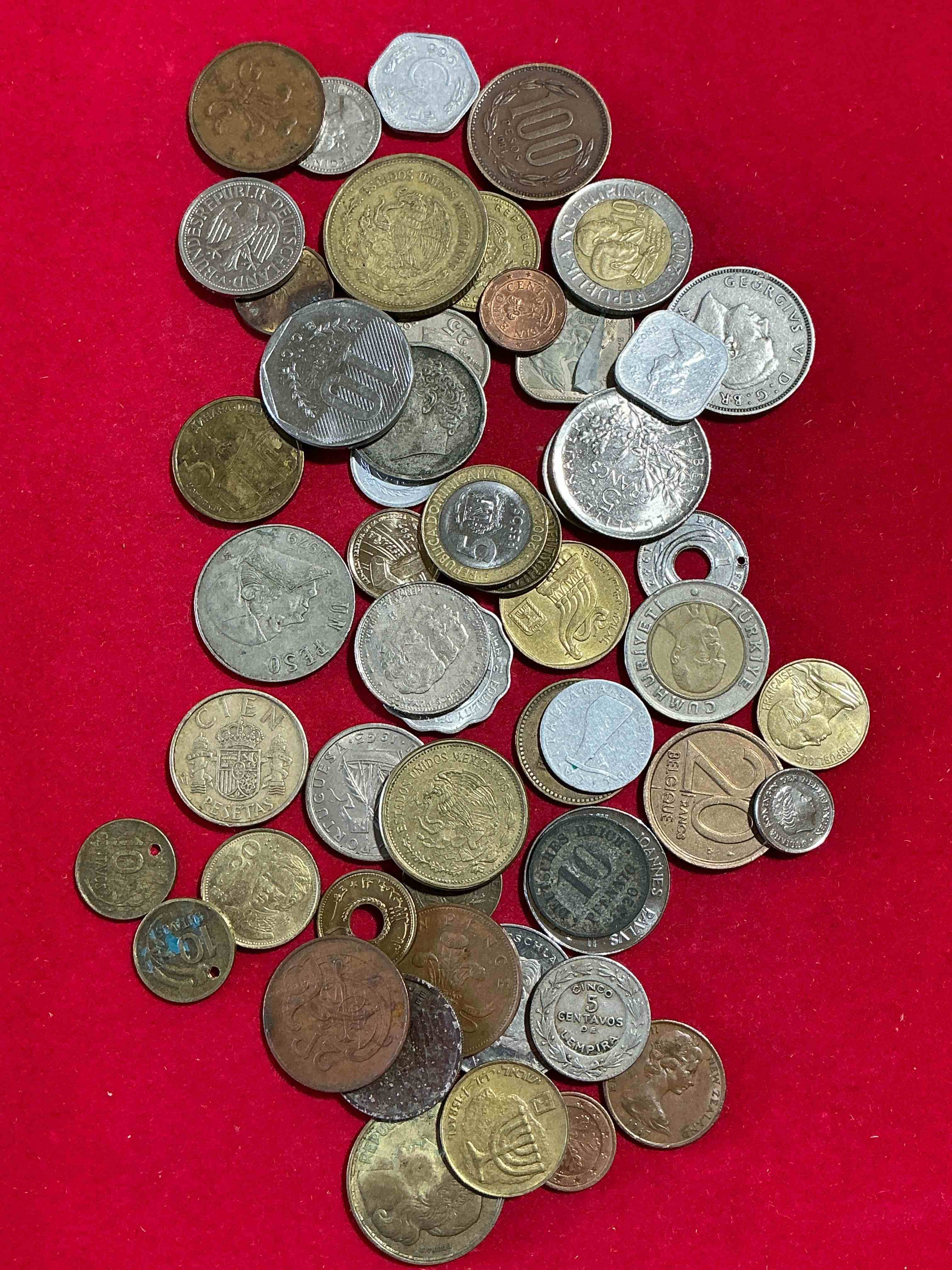 Condition photo showing Good Condition for  bid is per coin world coins, & vintage! each lot is unique! many different years, countries, sizes & exotic places. this cool collection of antique coins from around the world is loads of fun! have fun identifying each coin & country as a great educational tool! a great investment too!