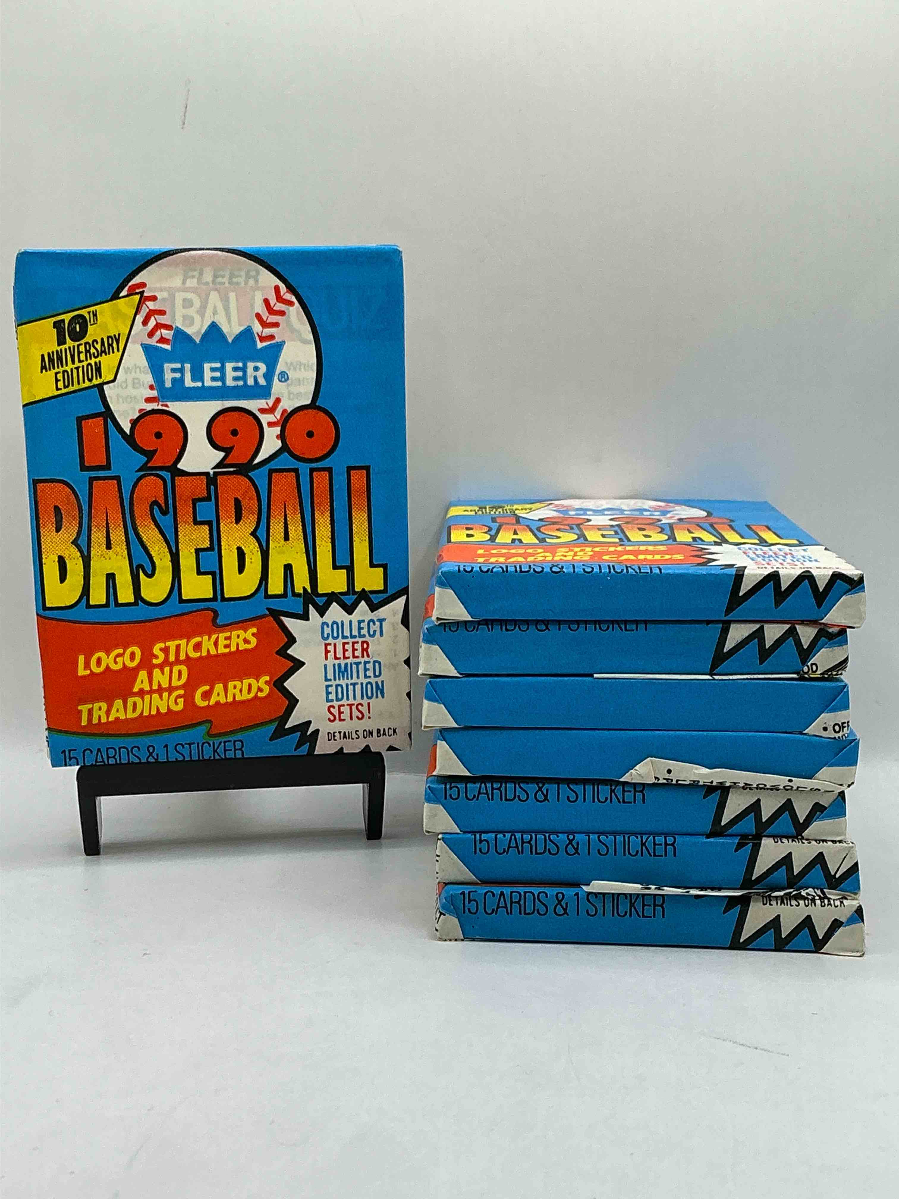 vintage baseball! awesome 1990 fleer baseball unopened sports card wax packs!direct from original box! search for valuable collectible ken griffey jr cards!