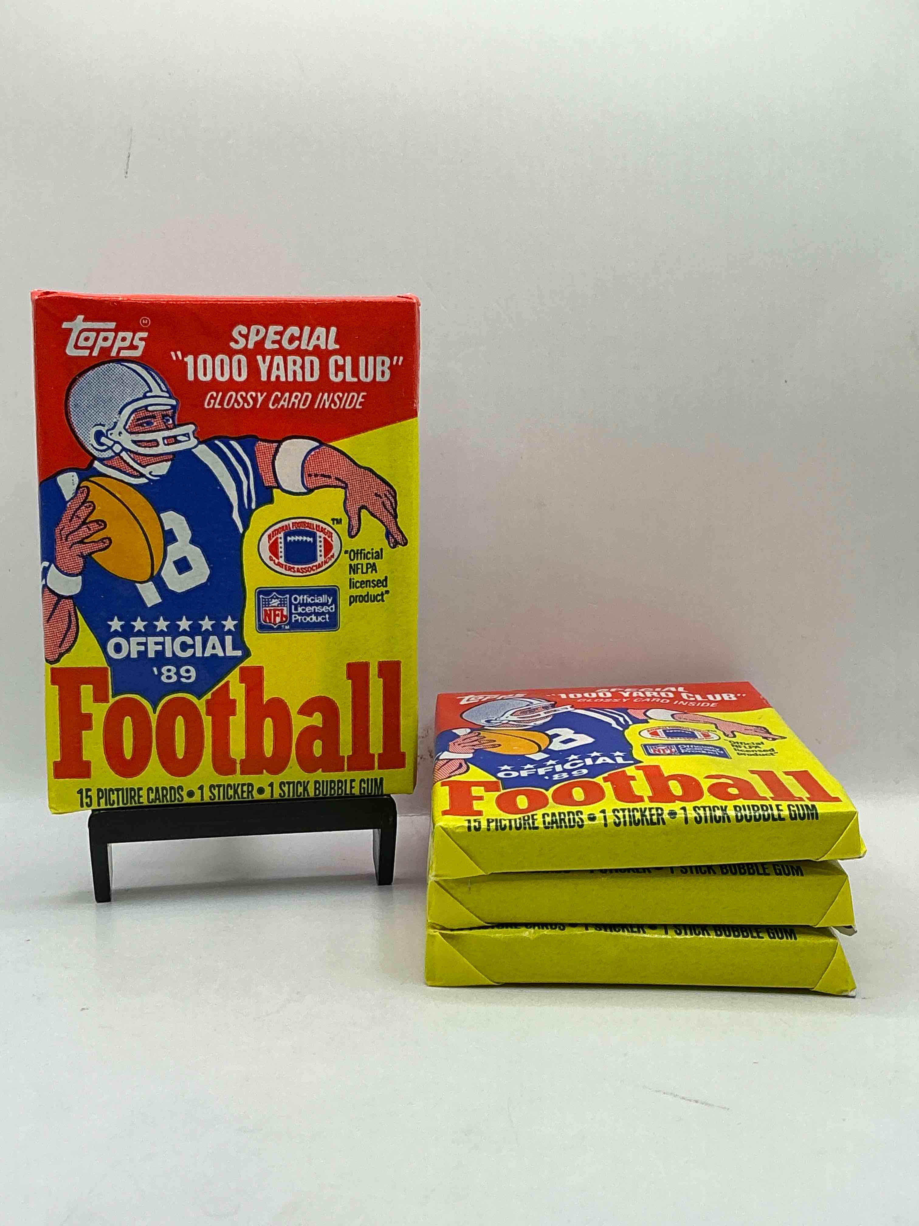1989 topps football unopened sports card wax packs! straight from original box!search for deion sanders rookie cards! along with valuable jerry rice, bo jackson & other 80's stars!