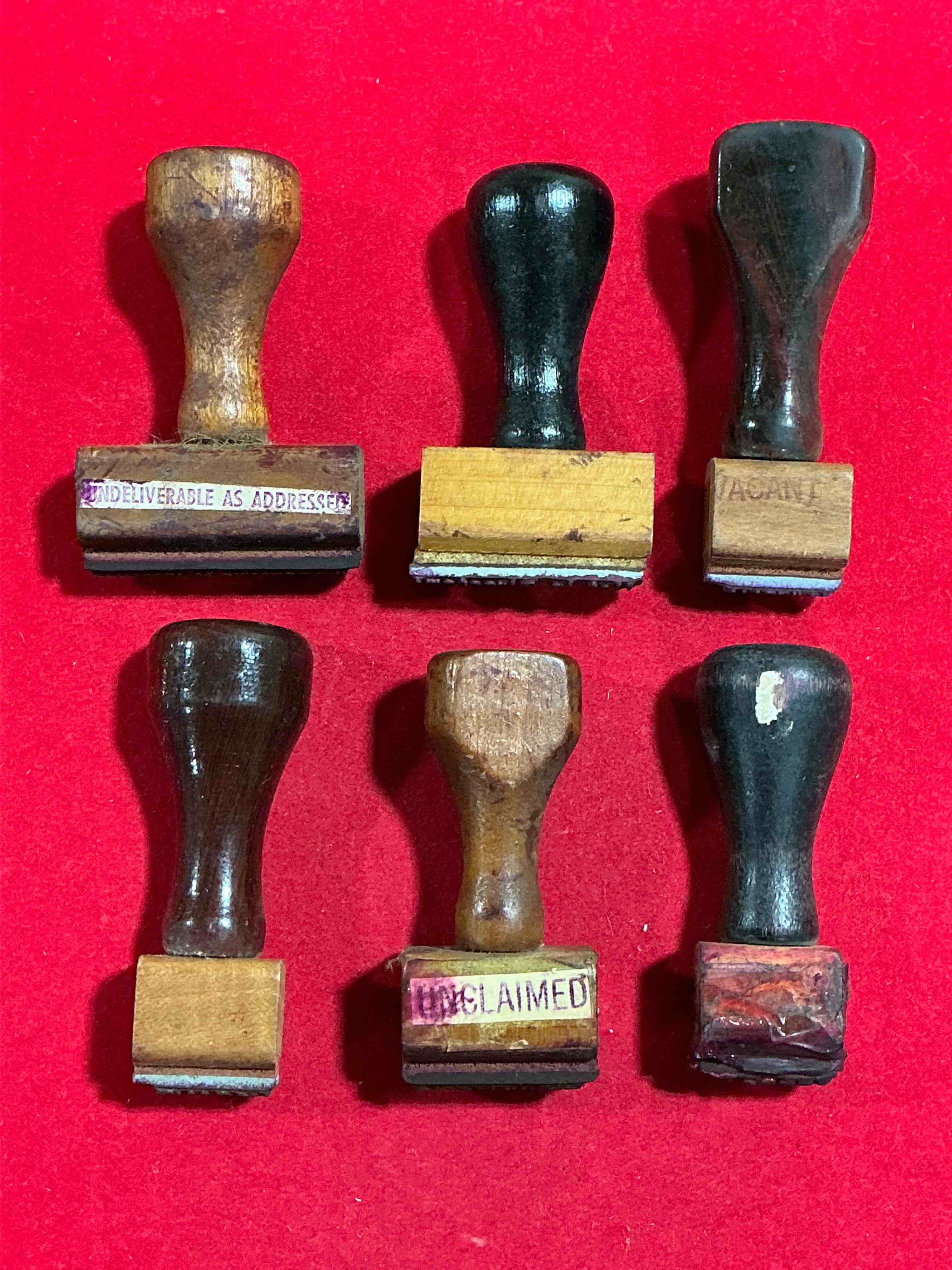 Wild Card Caboose! Something You Will Never See! Rare, Authentic And Antique/Vintage Wooden Postal Stamps For Ink Pads! An Eclectic Collection From All Over The Place, Too Cool! Impossible To Collect! 