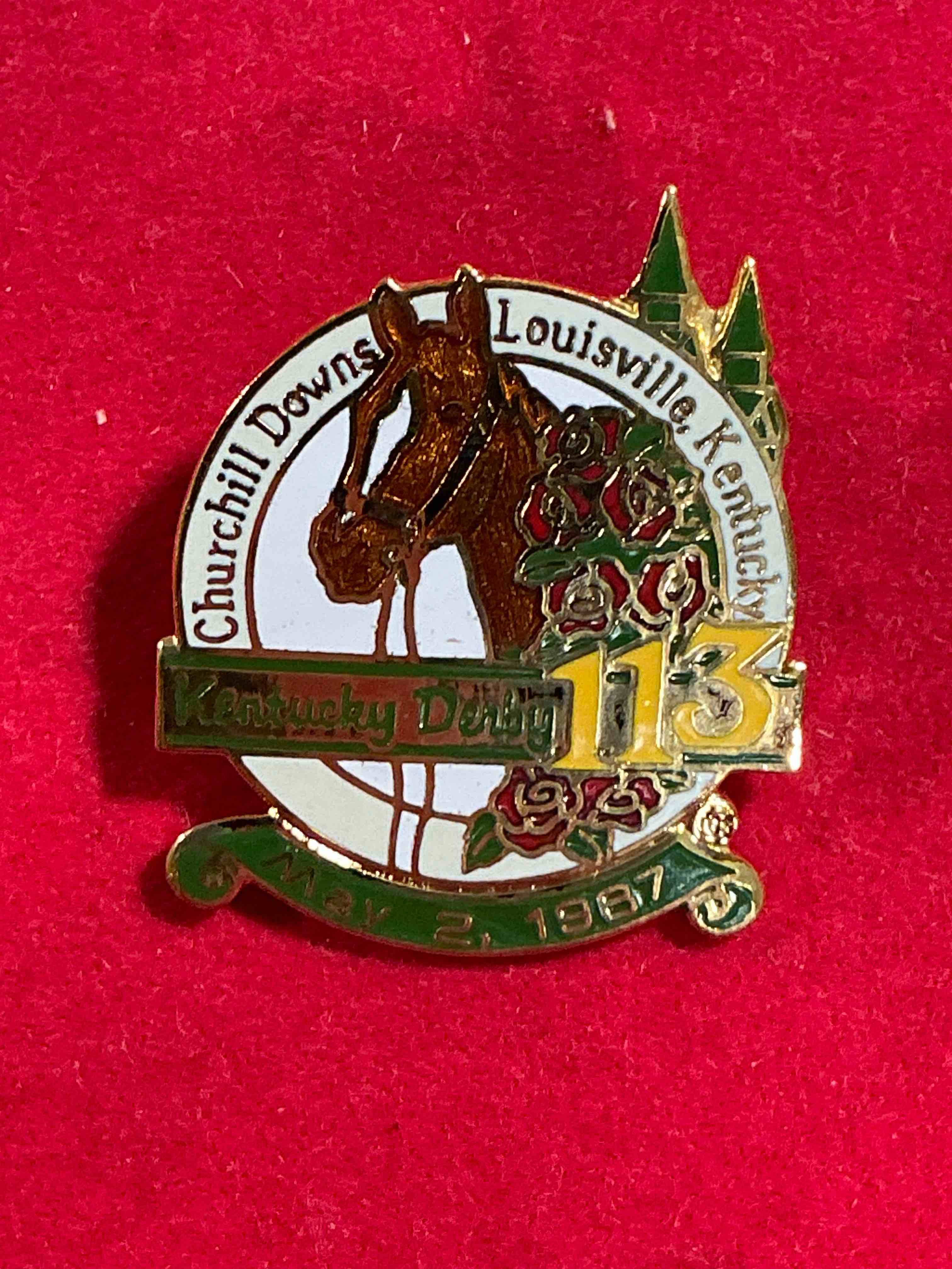ky derby fans wow! beautiful ky derby pins from derby running 113! all have back pins & are in like new condition! all are metal. nearly impossible to collect!