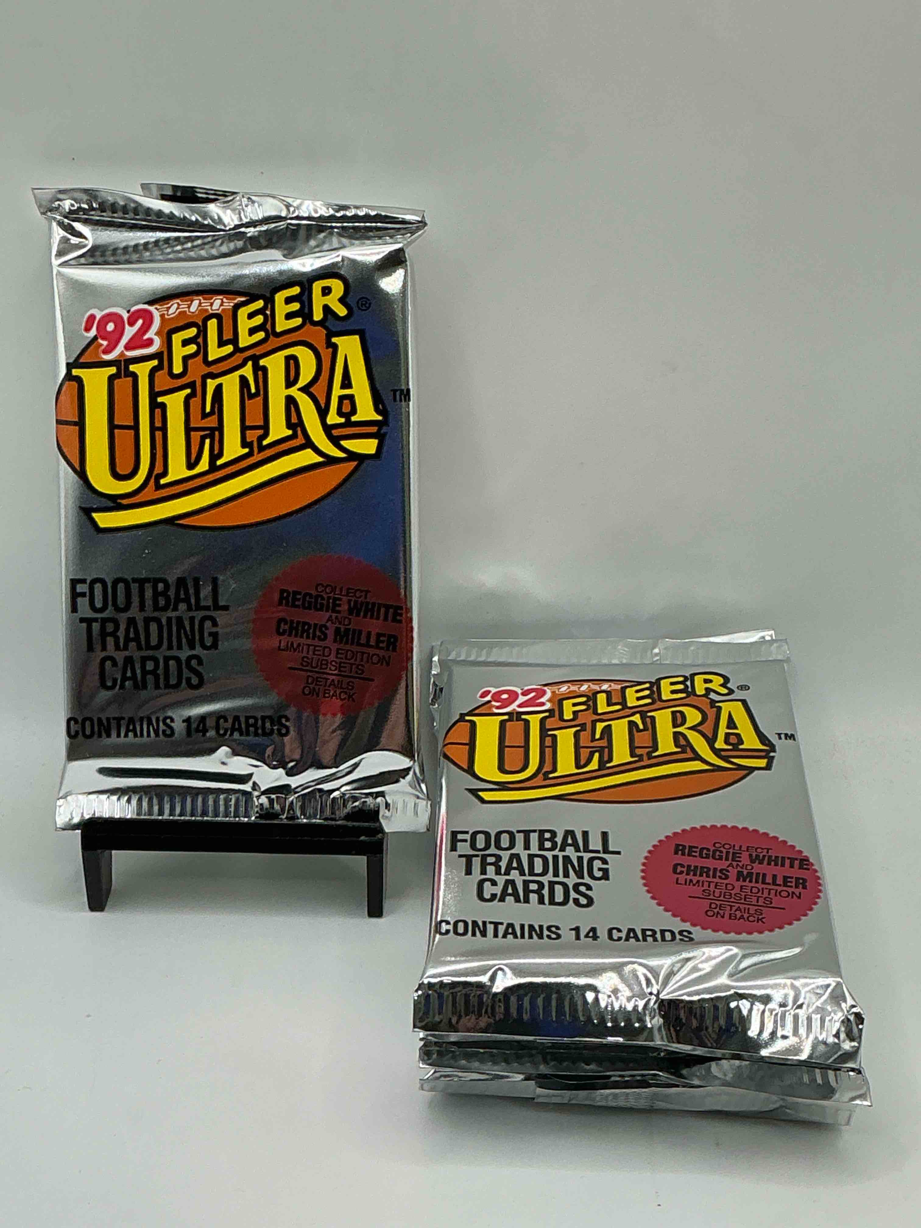 1992 fleer football unopened packs, straight from box! search for awesome cards from barry sanders, emmitt smith, brett favre & other 80's & early 90's stars! also, search for mark rypien performance highlights cards!