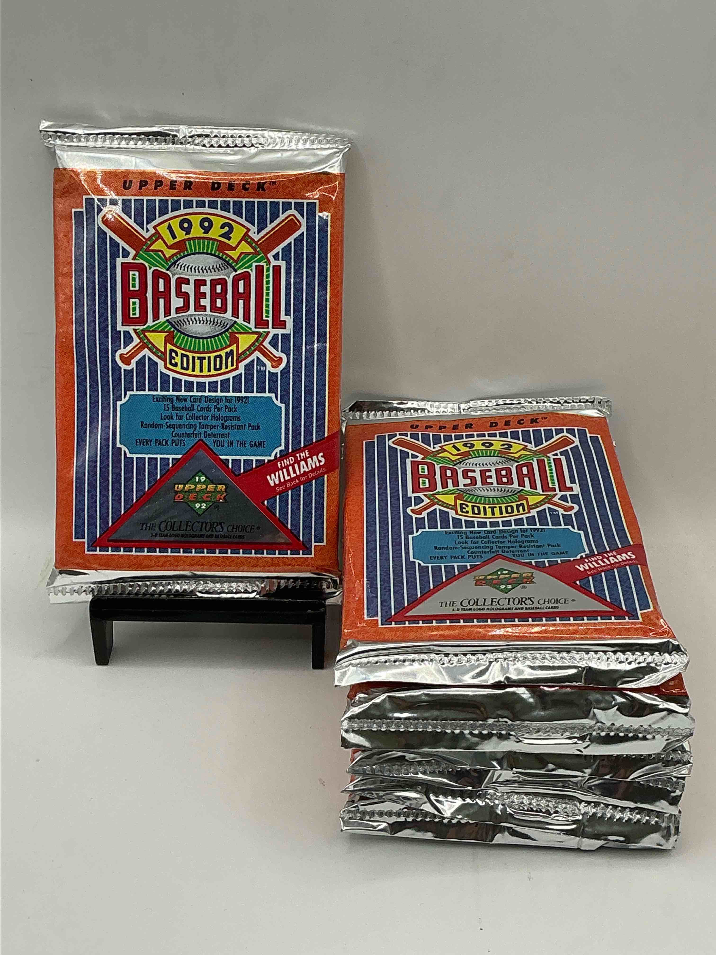 find the williams! 1992 edition upper deck baseball cards!  direct from original retail case! an uncommon find for sure! search for rookie cards from pedro martinez, manny ramirez & so much more! awesome, uncommon sports memorabilia!