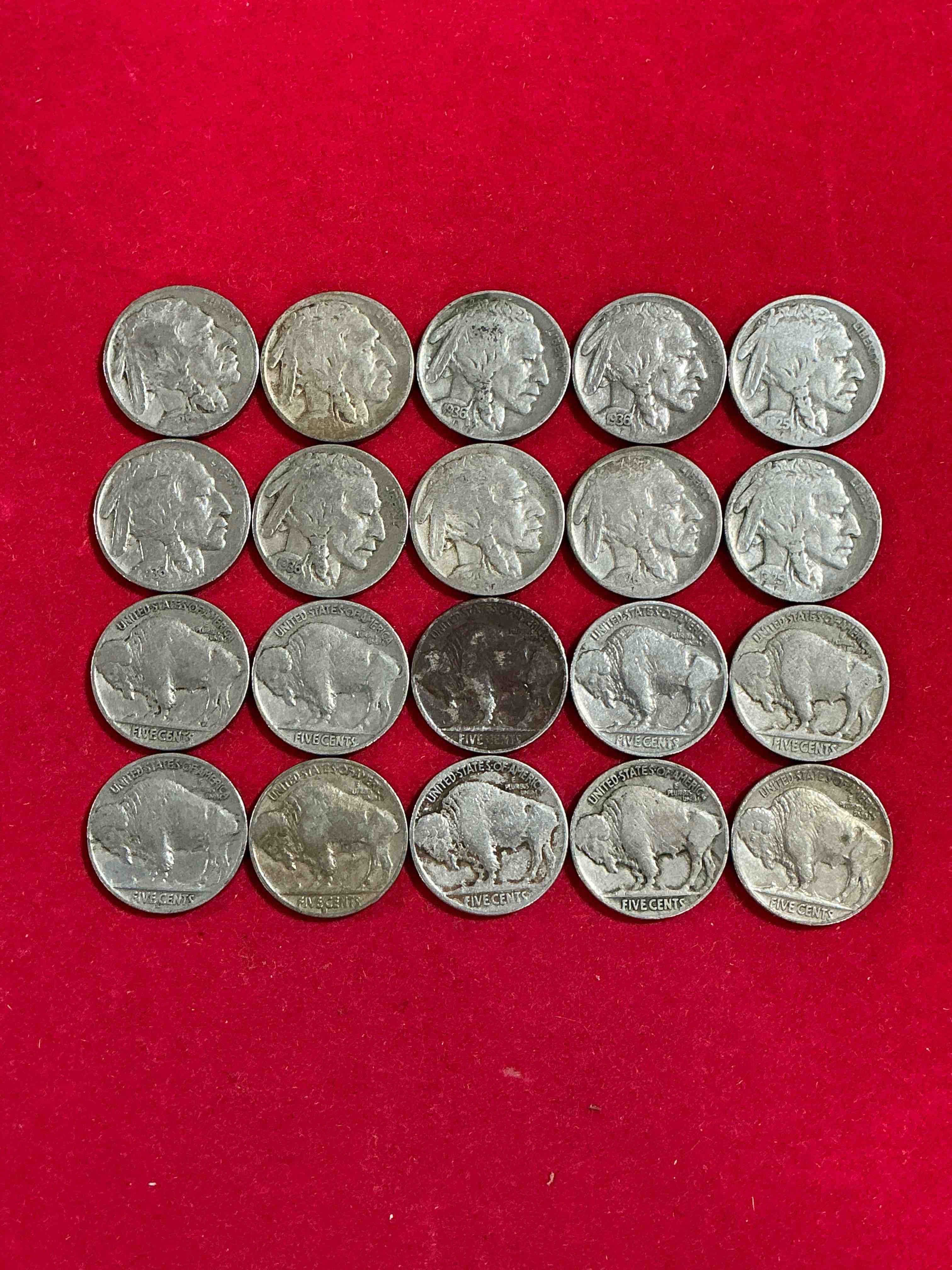 Historic Buffalo Nickels! Indian Head Buffalo Nickels Were Minted From 1913 To 1938 & Have Become A Favorite For Coin Collectors Around The World! Own Pieces Of American History With These Cool Indian Head Buffalo Nickels In Circulated Condition, Most With Visible Dates Which Is Very Rare For Buffalo Nickels!