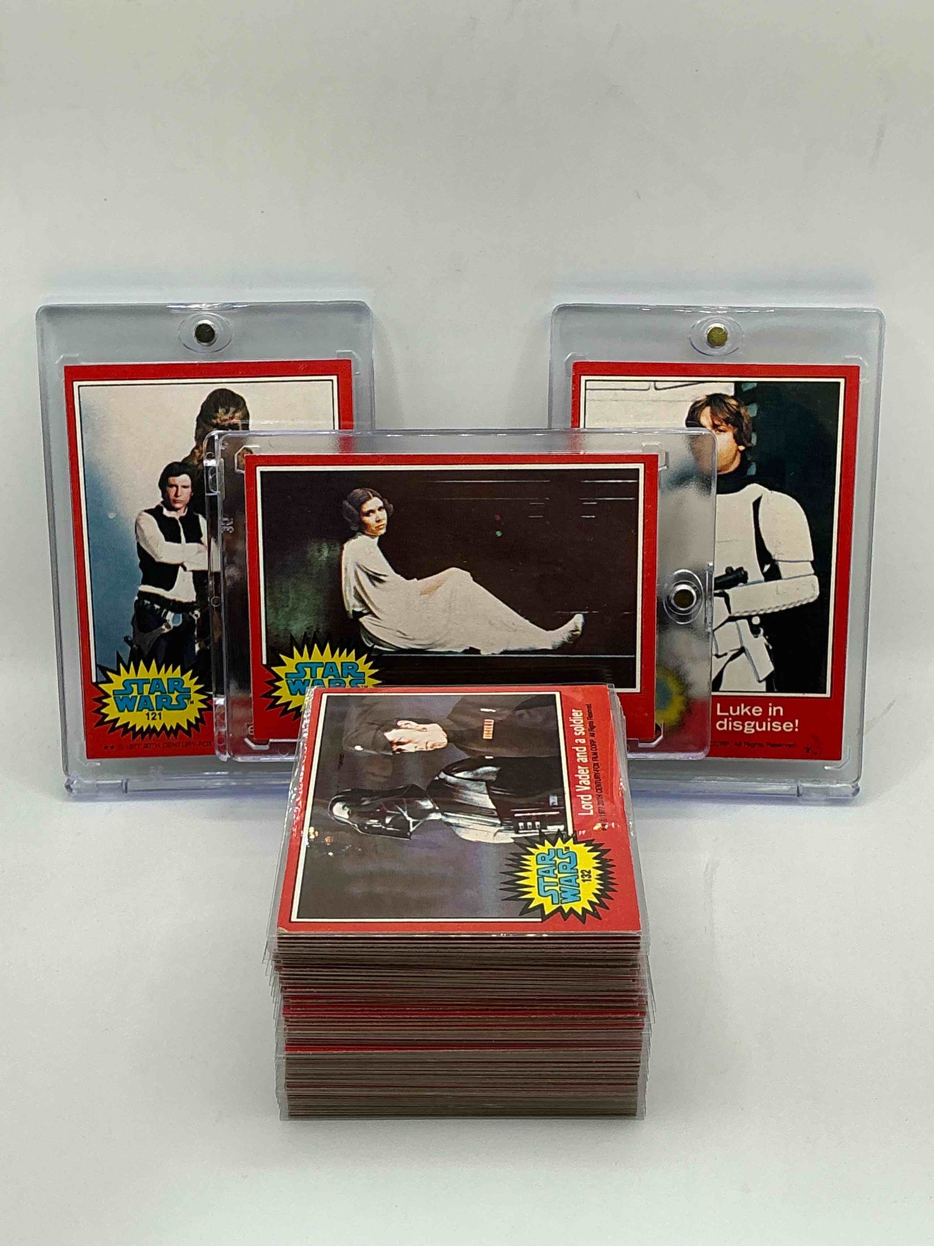 1977 star wars authentic original! complete 1977 star wars movie card set, series two red, all 66 cards included. cards in good to fine condition. an amazing way to get a very hard to find, genuine 1977 star wars series three complete card set!